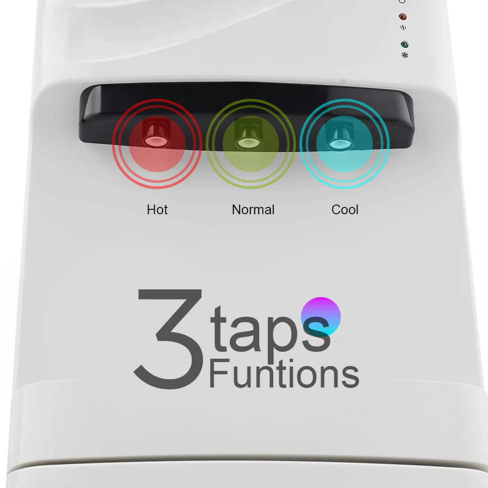 Geepas GWD8355 Water Dispenser with Refrigerator | Hot, Cold & Normal Water | Stainless Tank | Compressor Cooling | Child Safety Lock | 3 Tap Design | 2 Year Warranty - Image 5