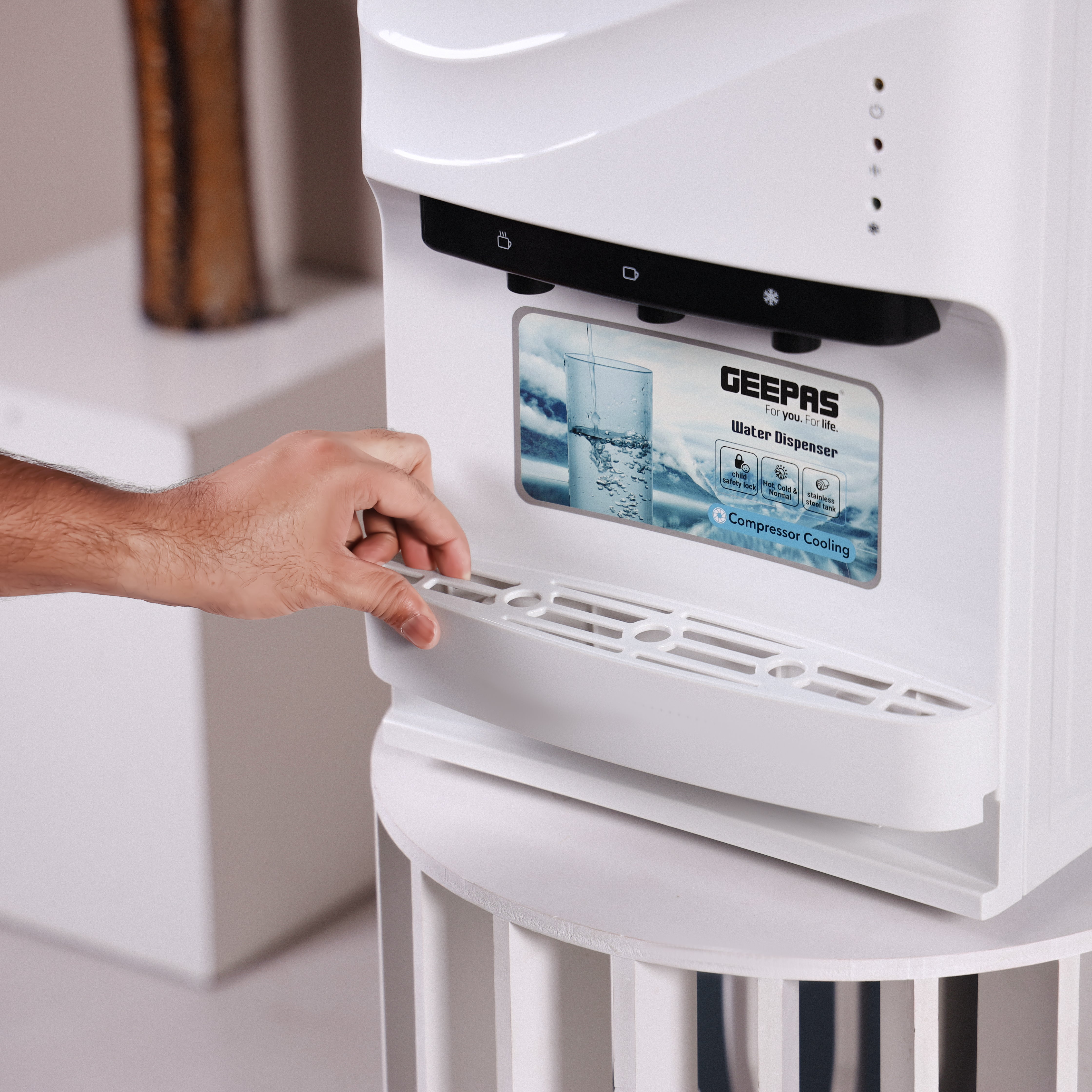 Geepas GWD8358 Water Dispenser | Hot, Cold & Normal Water Function | Child Safety Button| Stainless Steel Water Tank| Efficient Cooling & Heating for Home and Office Use - Image 4