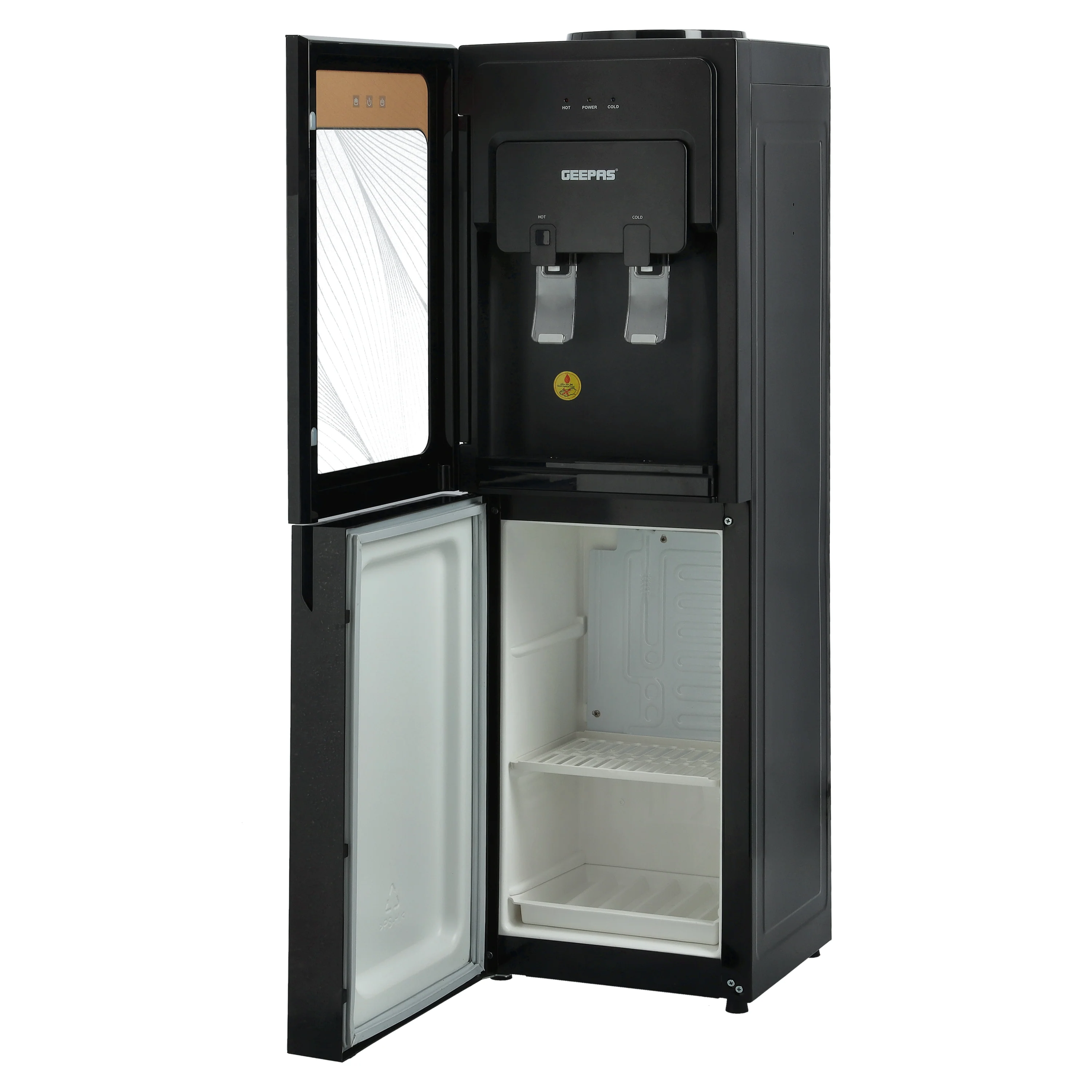 Geepas GWD8363 Hot & Cold Water Dispenser with Refrigerator | Stainless Steel Tank| Faster Cooling | Low Noise Operation| Powerful Compressor Cooling & 2 Year Warranty - Image 3