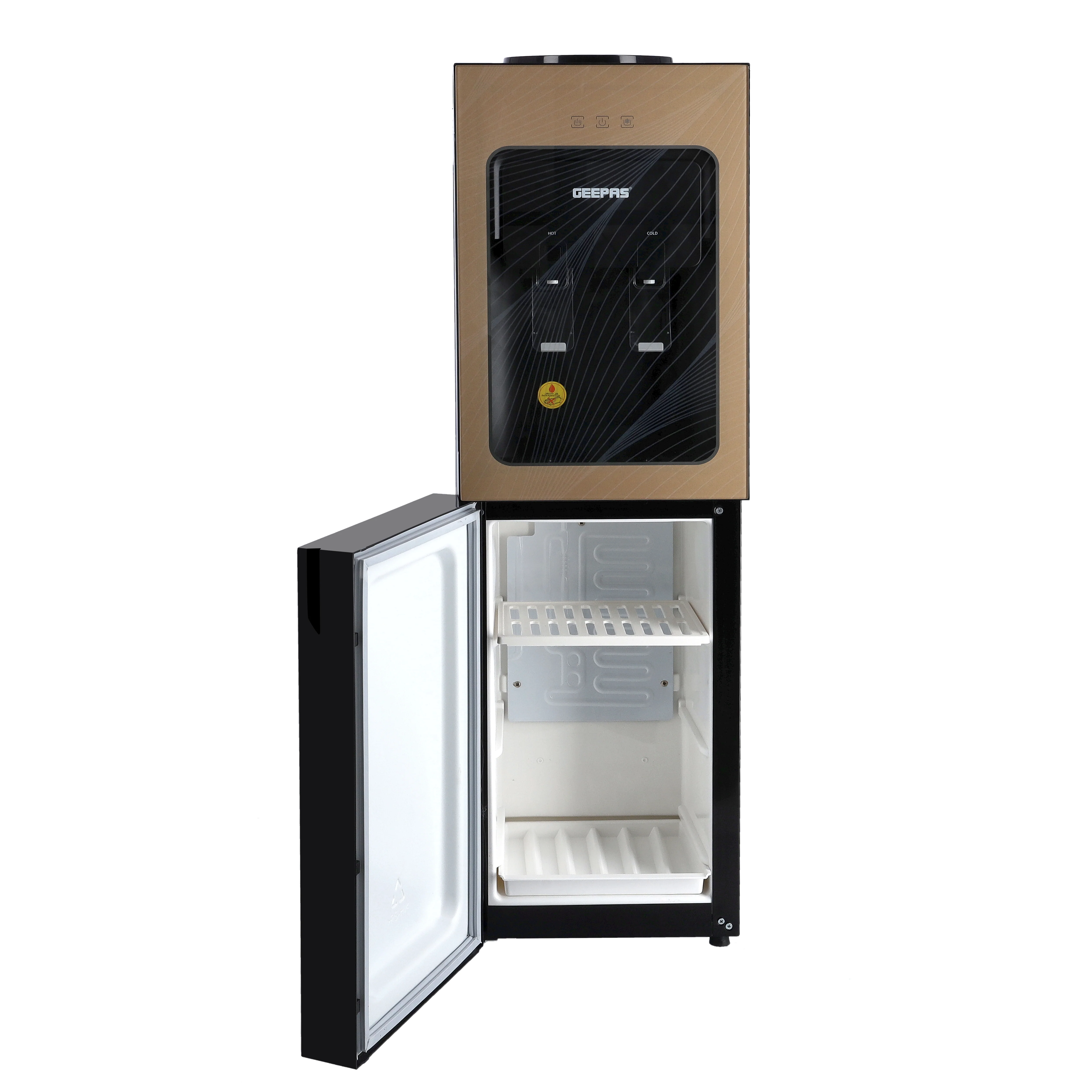 Geepas GWD8363 Hot & Cold Water Dispenser with Refrigerator | Stainless Steel Tank| Faster Cooling | Low Noise Operation| Powerful Compressor Cooling & 2 Year Warranty - Image 4