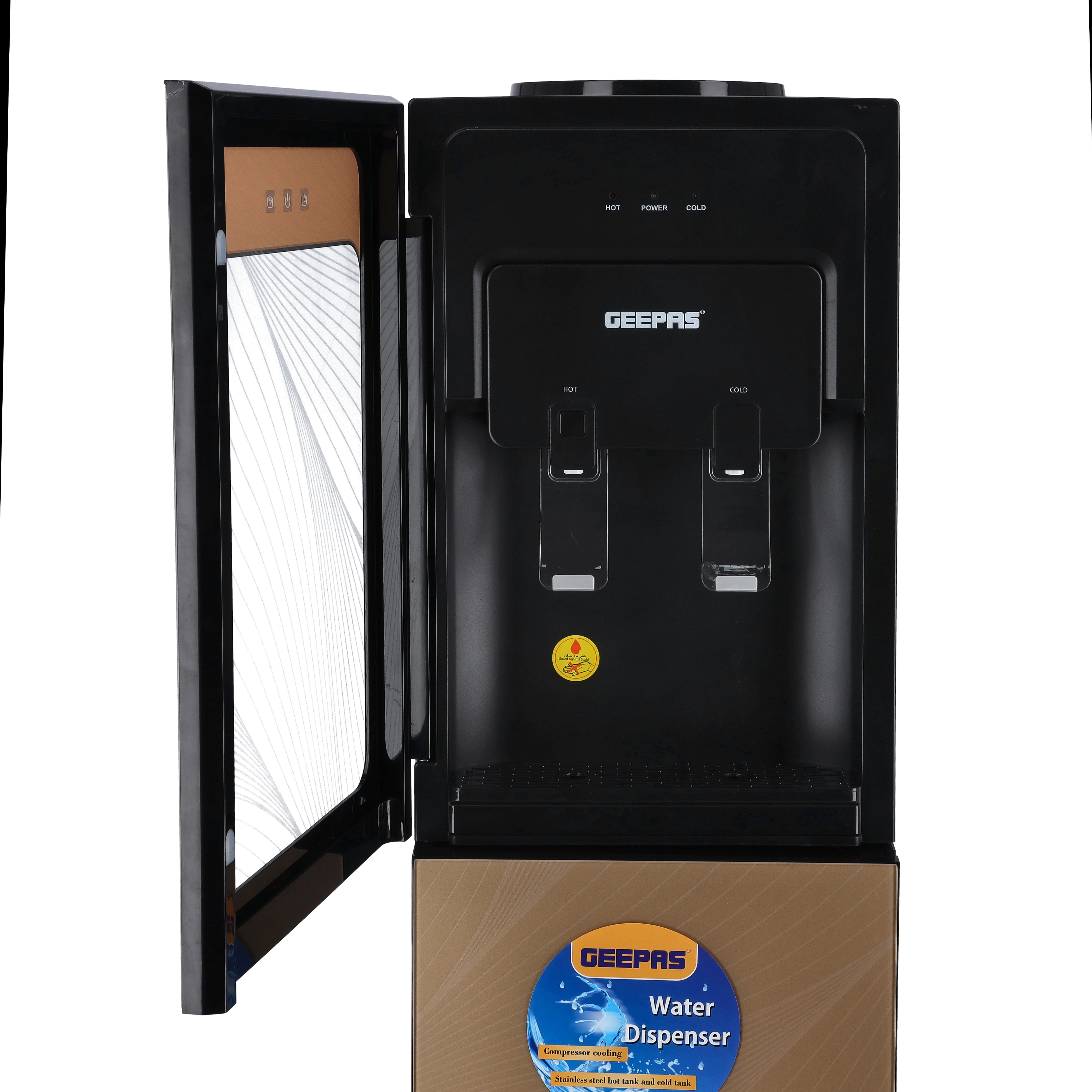 Geepas GWD8363 Hot & Cold Water Dispenser with Refrigerator | Stainless Steel Tank| Faster Cooling | Low Noise Operation| Powerful Compressor Cooling & 2 Year Warranty - Image 5