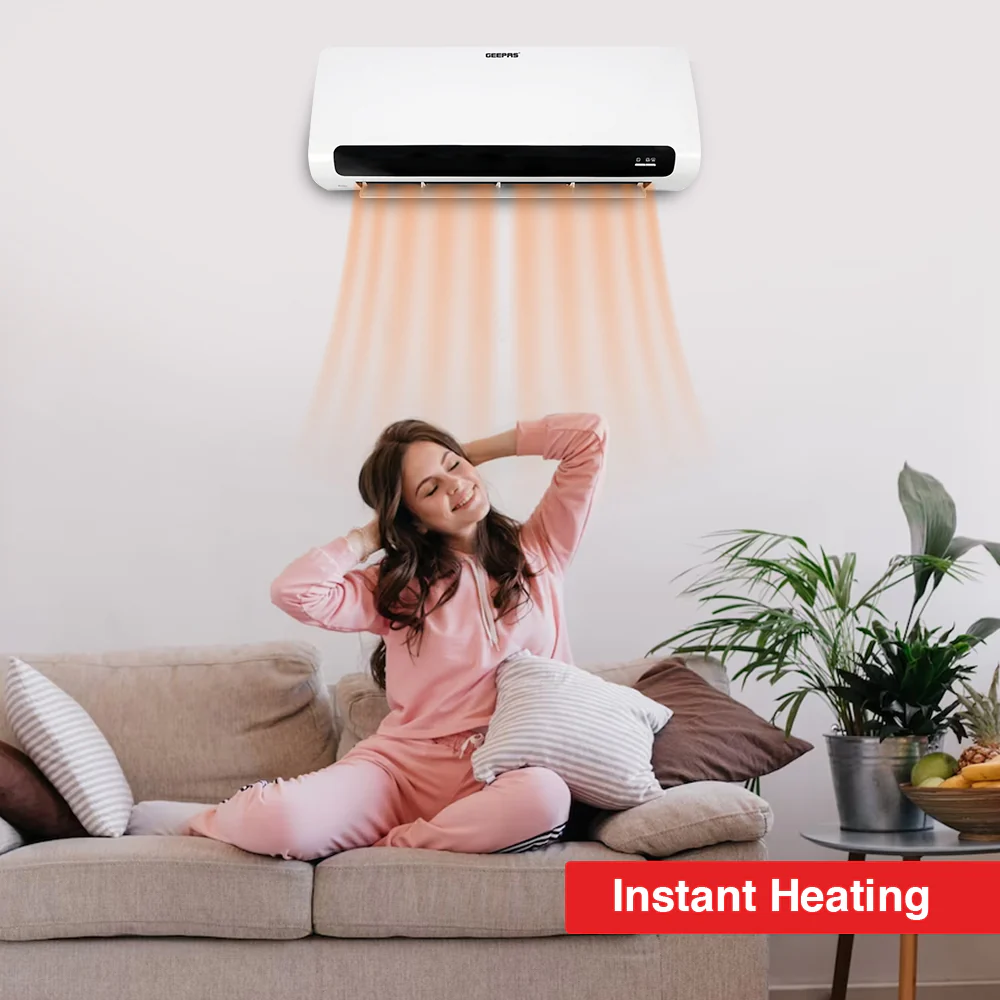 Geepas GWH28518 PTC Ceramic Wall Heater | LED Display | Electronic Temperature Control| 2200W Power | 2 Heat Settings | Remote Control | Timer & Overheat Protection - Image 4