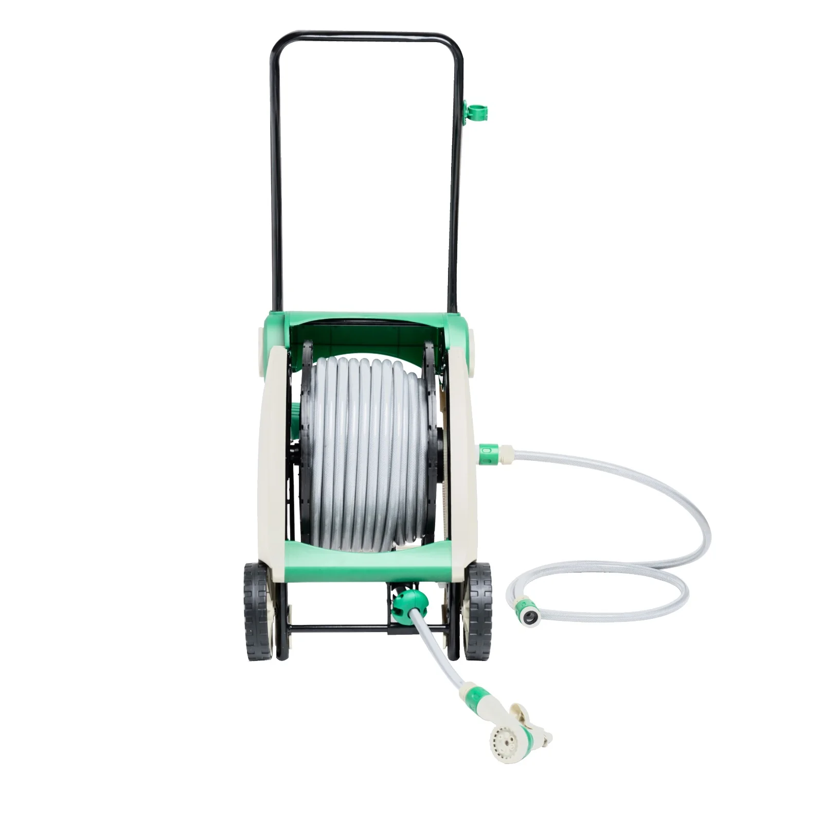 Geepas GWH59058 40M 1/2 Inch Water Hose Reel | Foot Pedal Retraction | Foldable Handle| Two Wheels | Auto Track Hose Guide | Spray Nozzle & Full Garden Fittings Kit - Image 3