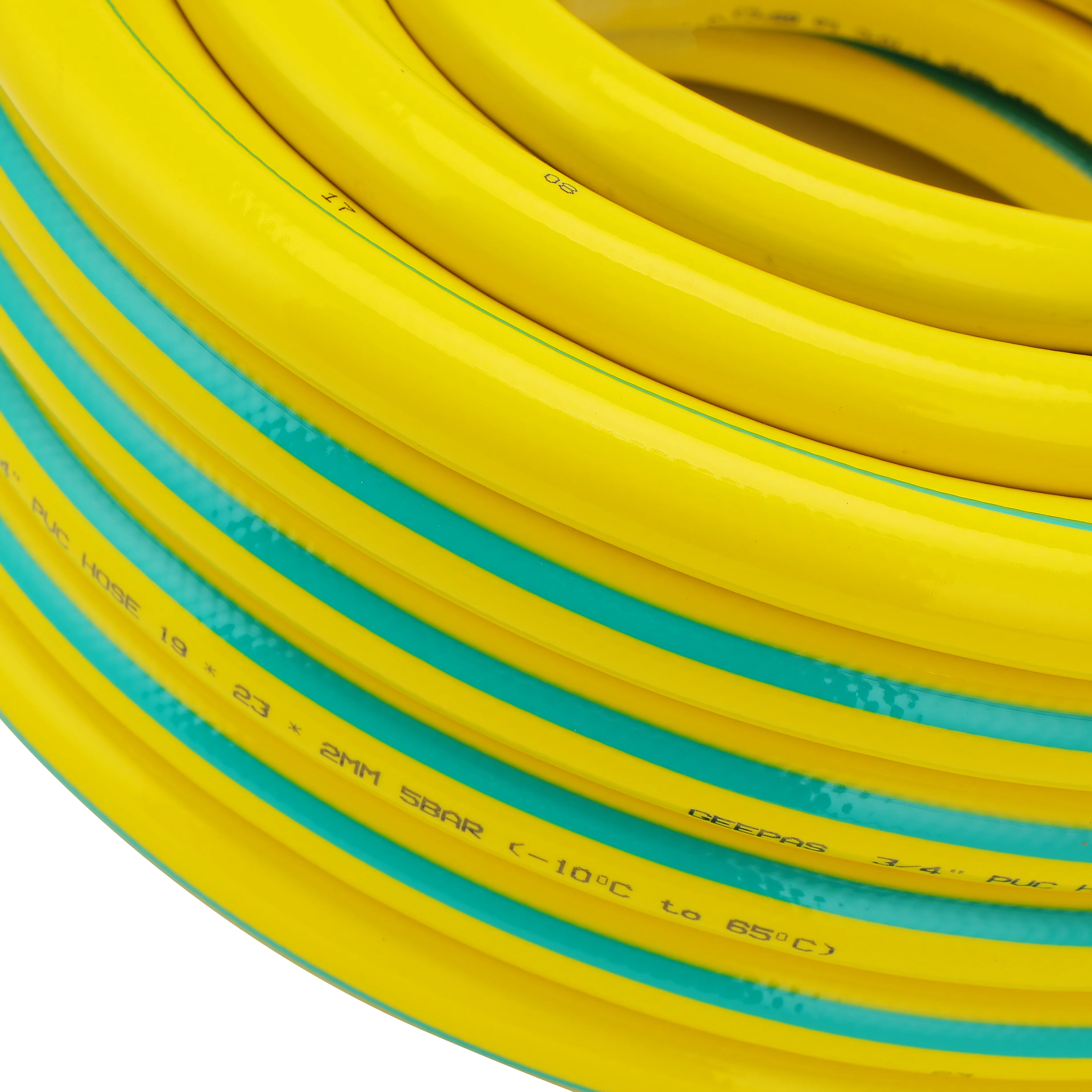 Geepas 3/4 PVC Hose- GWH61155| 25 M, 3-Layer Construction with High Flexibility| Suitable for 5 Bar Pressure, Heat Resistance -10–65 °C| Yellow and green, 1 Year Warranty - Image 4