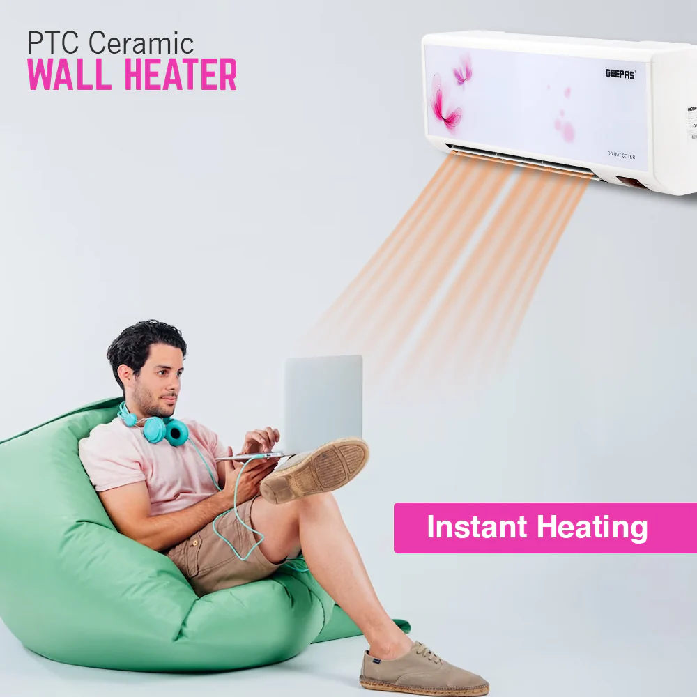 Geepas GWH9242 PTC Wall Heater with Remote Control | 2500W Power | 2 Heat Settings |Ceramic Heating Element | Temperature Control | 7.5 Hour Timer & Oscillating Louvers - Image 3