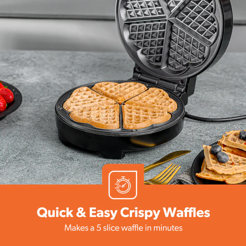Geepas GWM36538 Heart Waffle Maker | 1000W Power| Adjustable Temperature Control | Non-Stick Cooking Plates | Cool-Touch Handle | Skid-Resistant Feet | 2 Years Warranty - Image 5