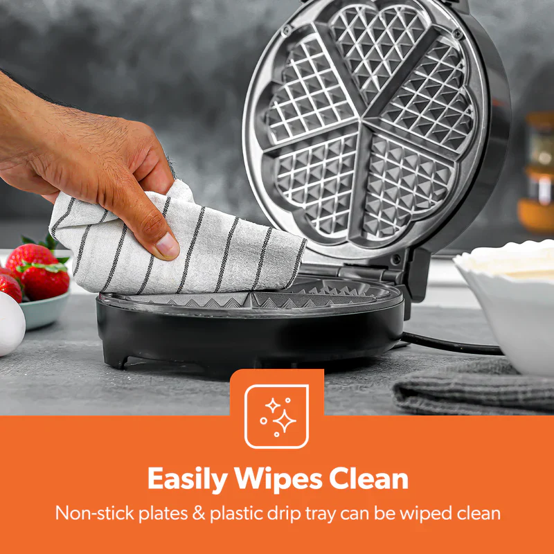 Geepas GWM36538 Heart Waffle Maker | 1000W Power| Adjustable Temperature Control | Non-Stick Cooking Plates | Cool-Touch Handle | Skid-Resistant Feet | 2 Years Warranty - Image 6