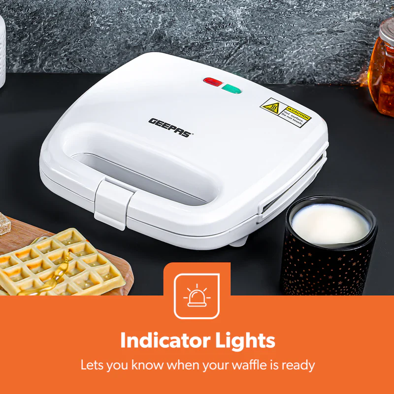 Geepas GWM676 Waffle Maker | 750W Power| Non-Stick Cooking Plates | Dual Indicator Lights | Cool-Touch Handle | Overheat Protection | Easy to Clean | 2 Years Warranty - Image 6