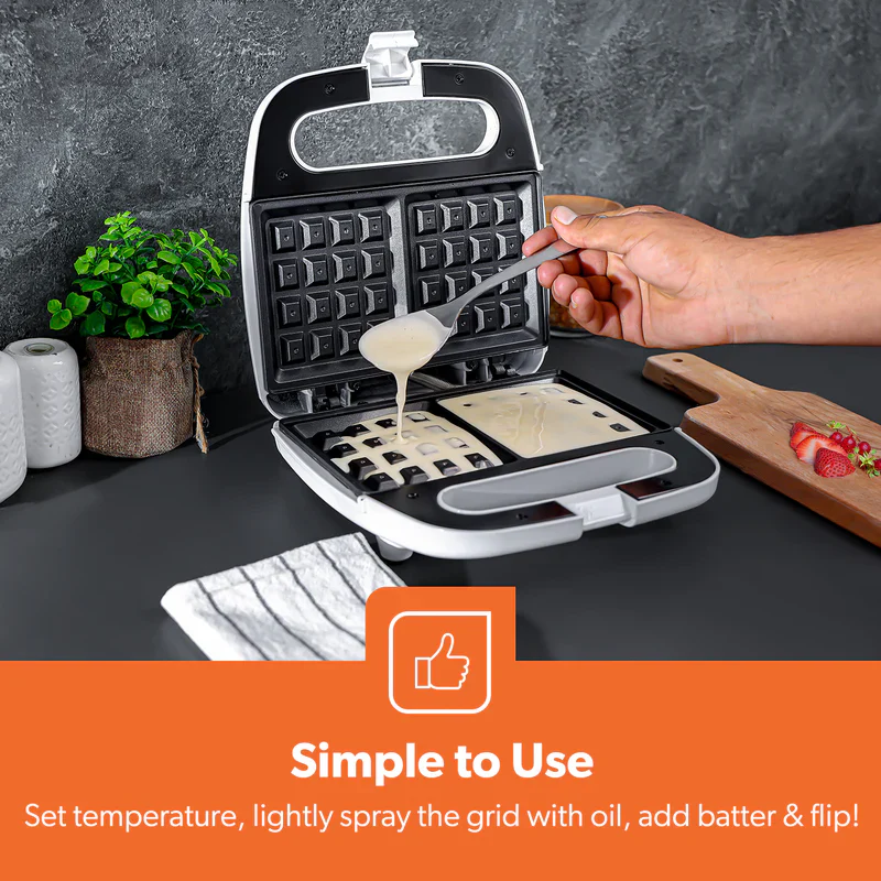 Geepas GWM676 Waffle Maker | 750W Power| Non-Stick Cooking Plates | Dual Indicator Lights | Cool-Touch Handle | Overheat Protection | Easy to Clean | 2 Years Warranty - Image 7