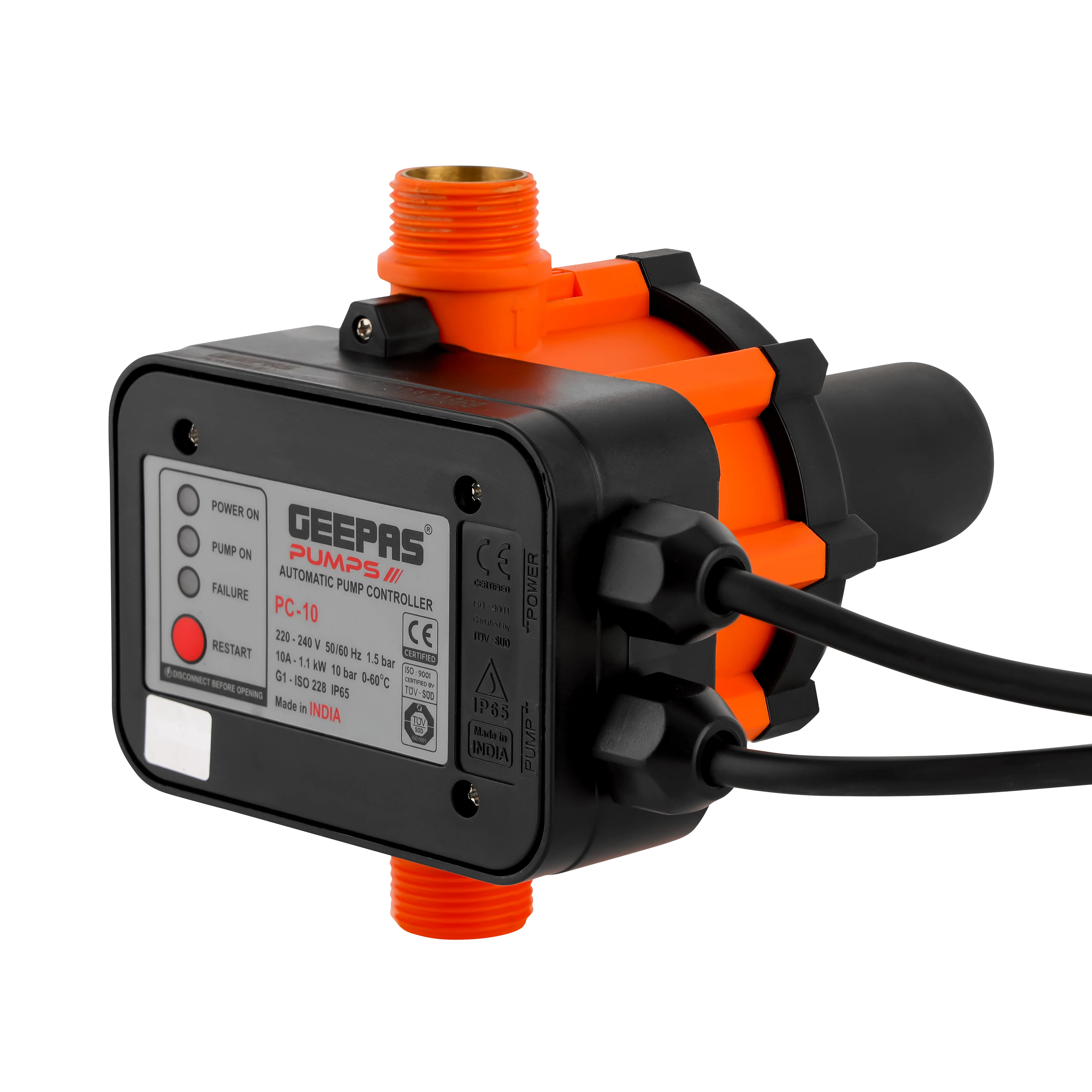 Geepas Automatic Pump Controller GWPC2.0HP-240 | Premium Build, Starting Pressure 1.5 bar, Max Pressure 10 bar | Ideal for Industrial, Agricultural & Domestic Use | Black - Image 2