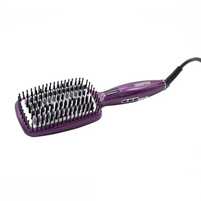 Geepas Hair Brush 50W - Straightener Brush with Ceramic Anti Scald Hair Brush, Travel Voltage Brush with LED Display and Heating Function (Max 230 Degree Celsius) - Image 3