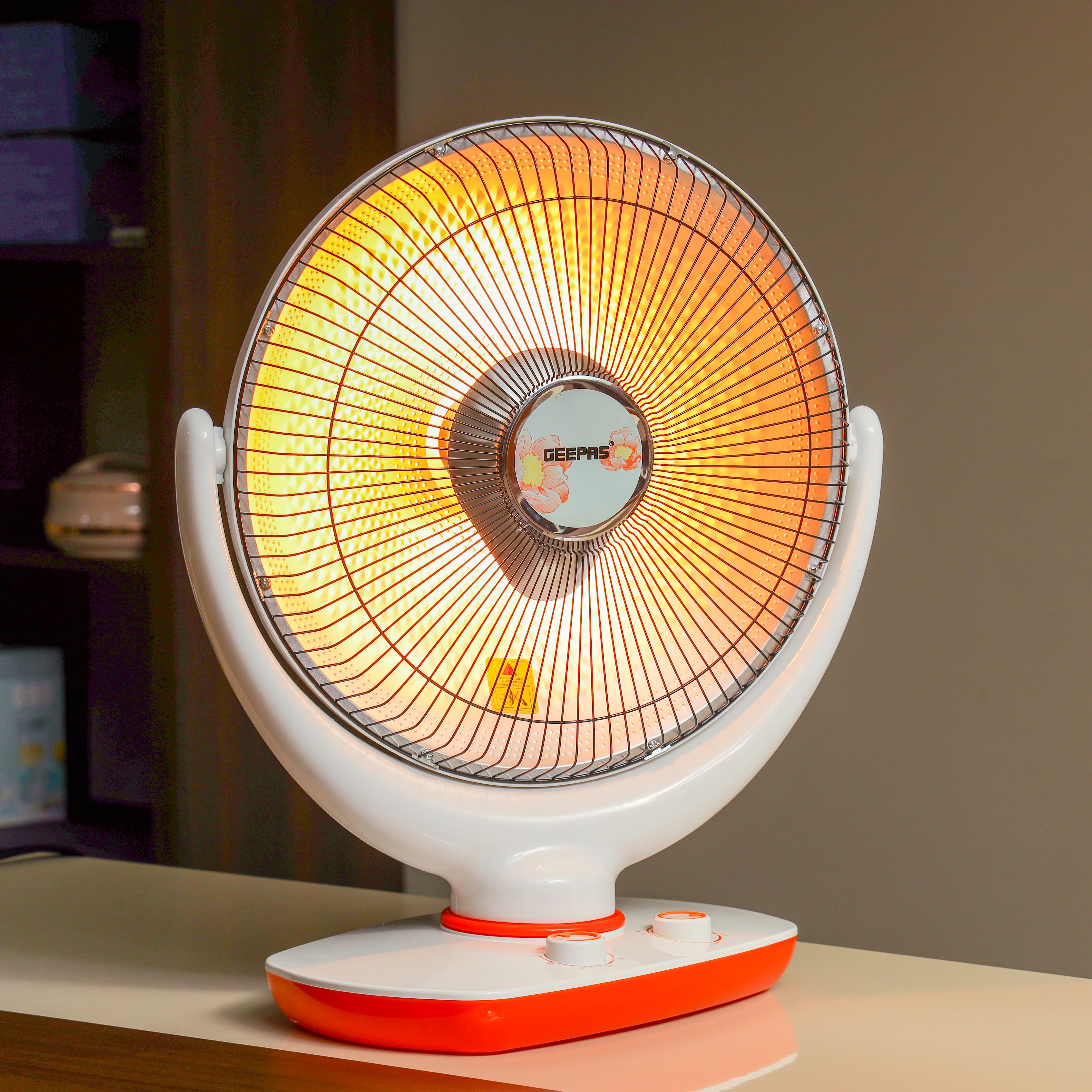 Geepas GRH9548 Halogen Stand Heater | 2 Heat Settings 475W/950W | 1-Hour Timer | Adjustable Head | Safety Tip-Over Switch | Portable & Lightweight | 2 Years Warranty - Image 2