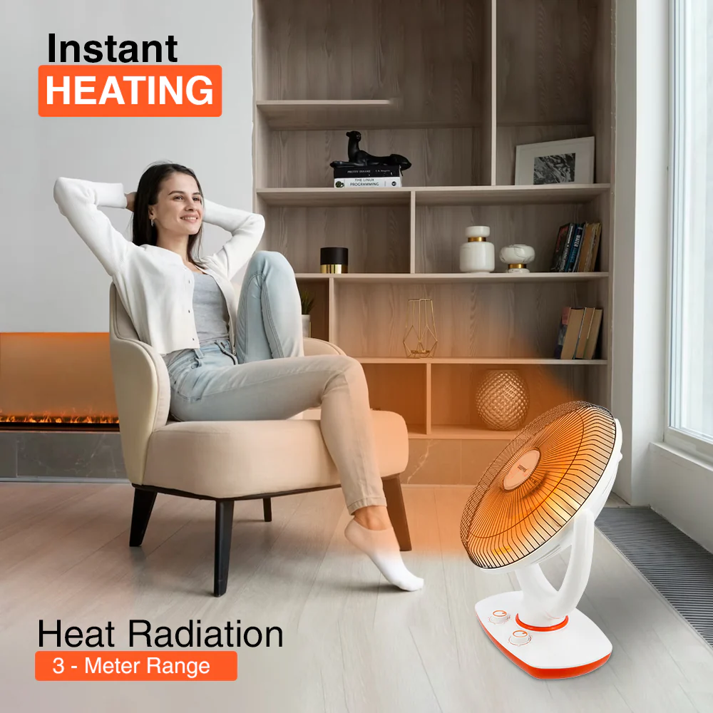 Geepas GRH9548 Halogen Stand Heater | 2 Heat Settings 475W/950W | 1-Hour Timer | Adjustable Head | Safety Tip-Over Switch | Portable & Lightweight | 2 Years Warranty - Image 5