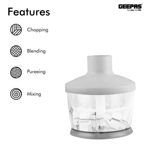 Geepas Hand Blender GHB6144 | 200W| 2-Speed Control| Stainless Steel Blade| Includes Chopper, Whisk & 600ml Beaker| Compact| Durable & Easy-to-Use | 2 Years Warranty - Image 6