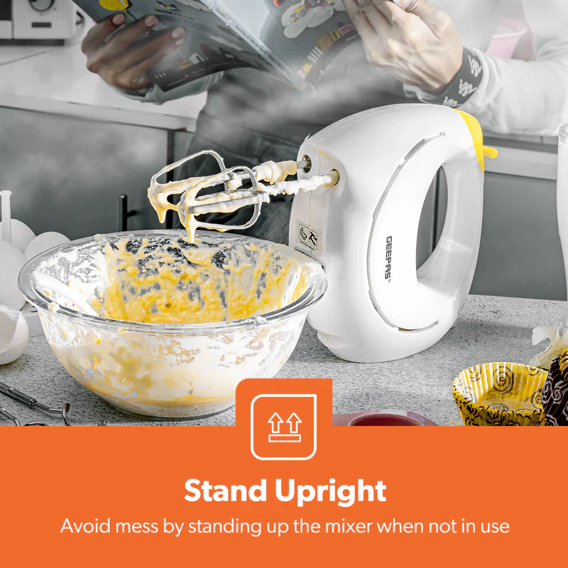 Geepas Hand Mixer GHM43012 | 150W Hand Mixer | 7 Speed Settings| Turbo Function| Stainless Steel Beaters| Lightweight Design| Easy to Use & Clean| 2 Years Warranty - Image 3