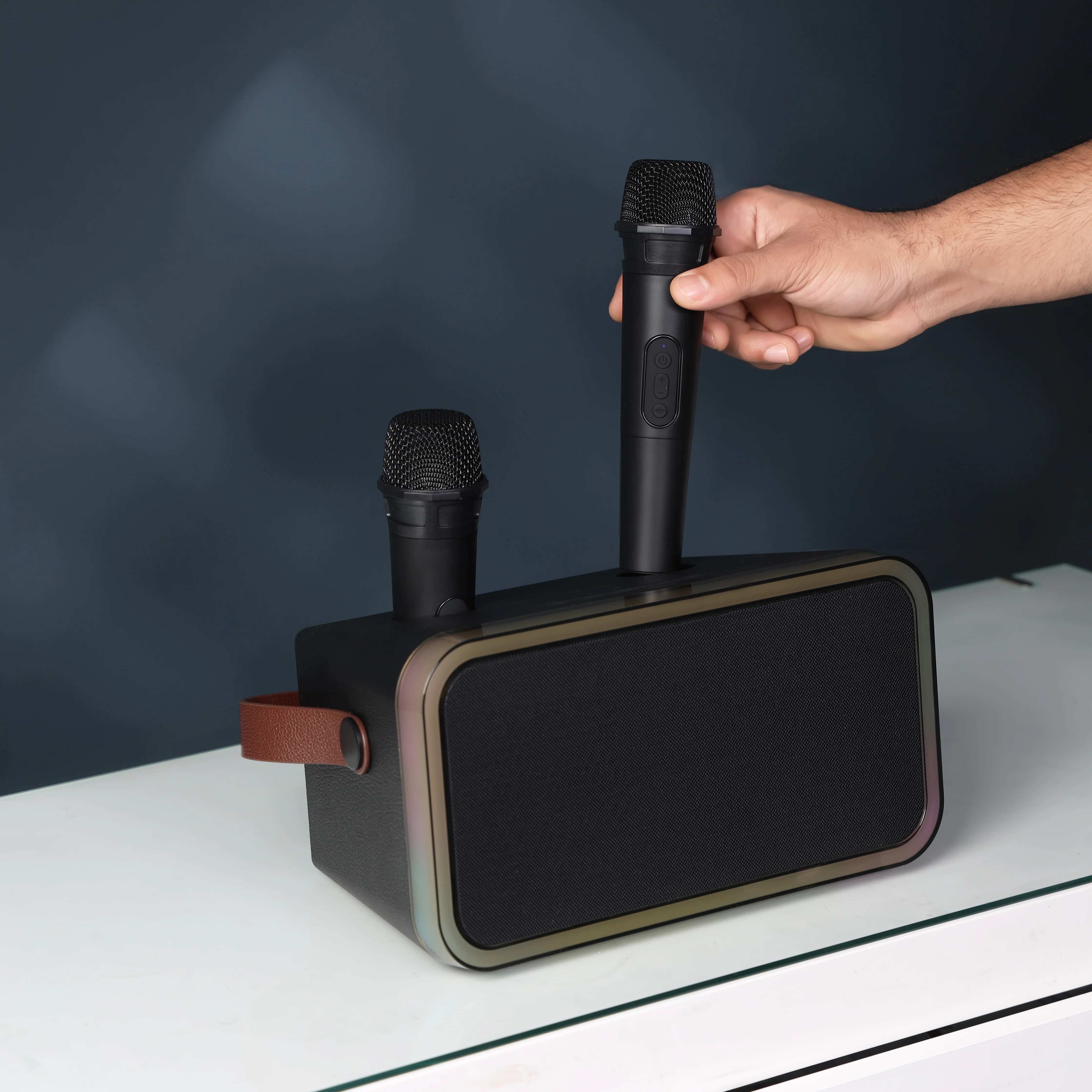 Geepas GMS11188 Karaoke Speaker |20W Output with Full LED Lighting| Dual Wireless Microphones| Bluetooth 5.1 Connectivity| USB Support| Built-in Battery|2 Years Warranty - Image 3