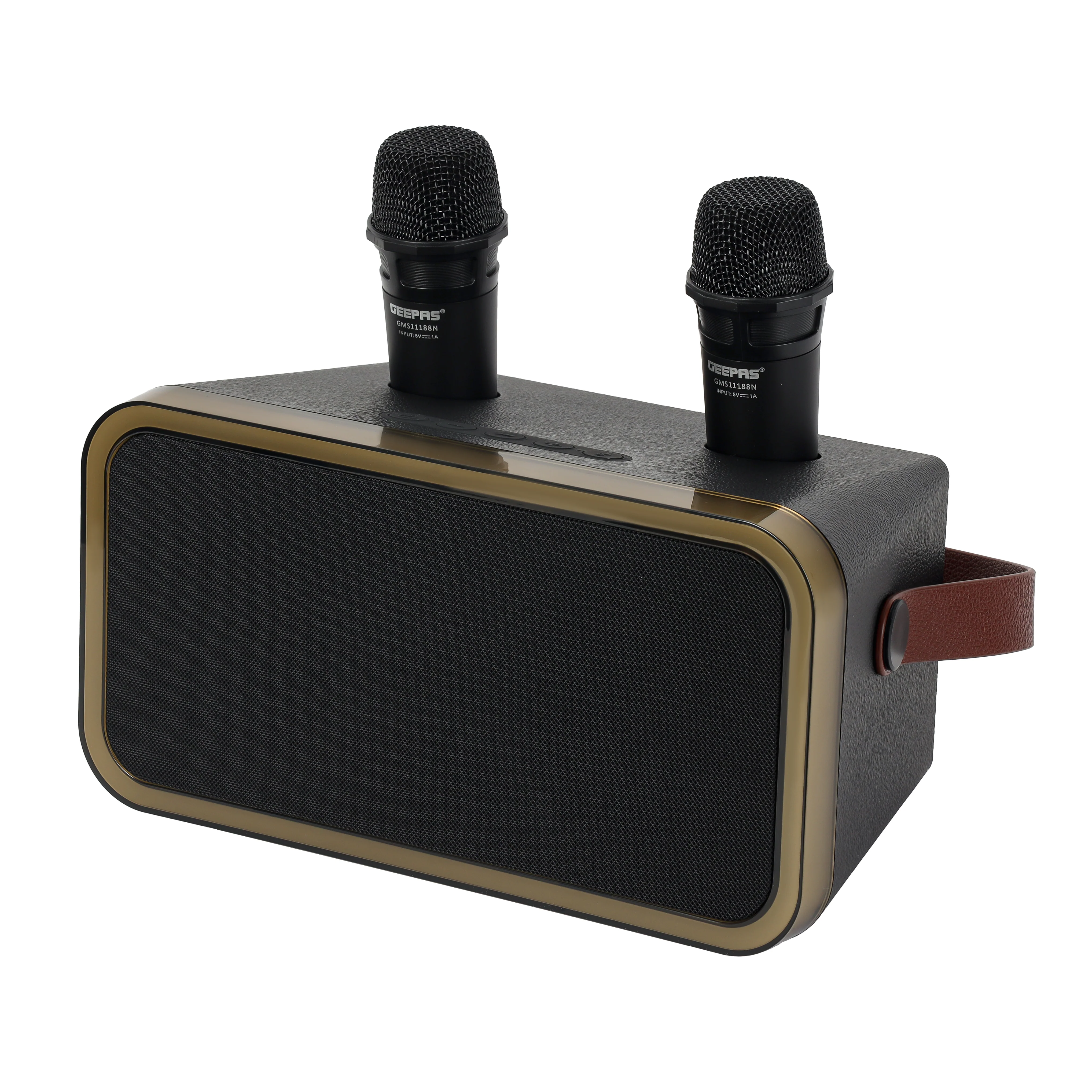 Geepas GMS11188 Karaoke Speaker |20W Output with Full LED Lighting| Dual Wireless Microphones| Bluetooth 5.1 Connectivity| USB Support| Built-in Battery|2 Years Warranty - Image 5