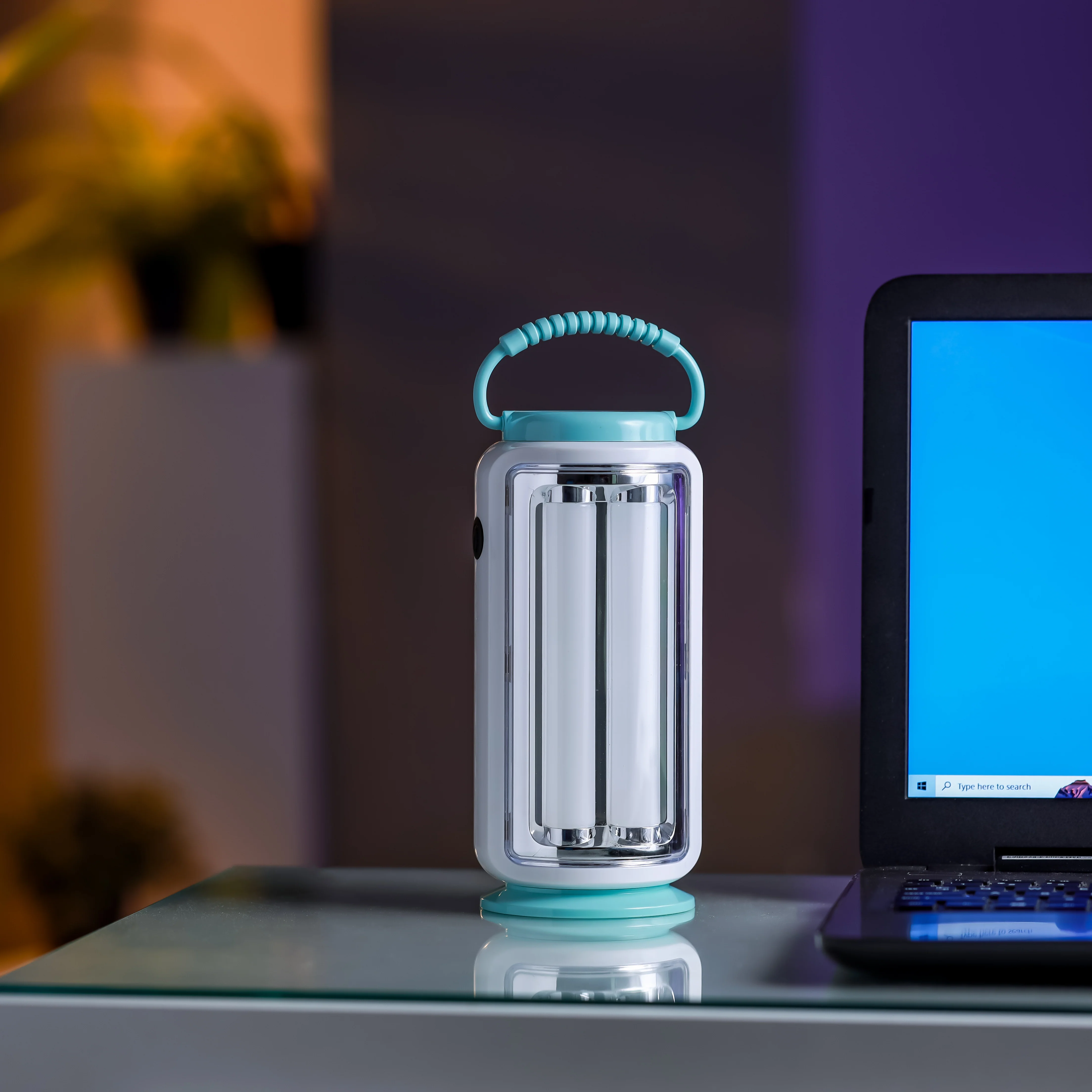 Geepas LED Emergency Lantern with Solar Panel GE53029 |52 LEDs, 360° Light, 5Hours Backup |Energy Efficient, Portable, Lightweight Design | Blue & White, 2 Years Warranty - Image 2