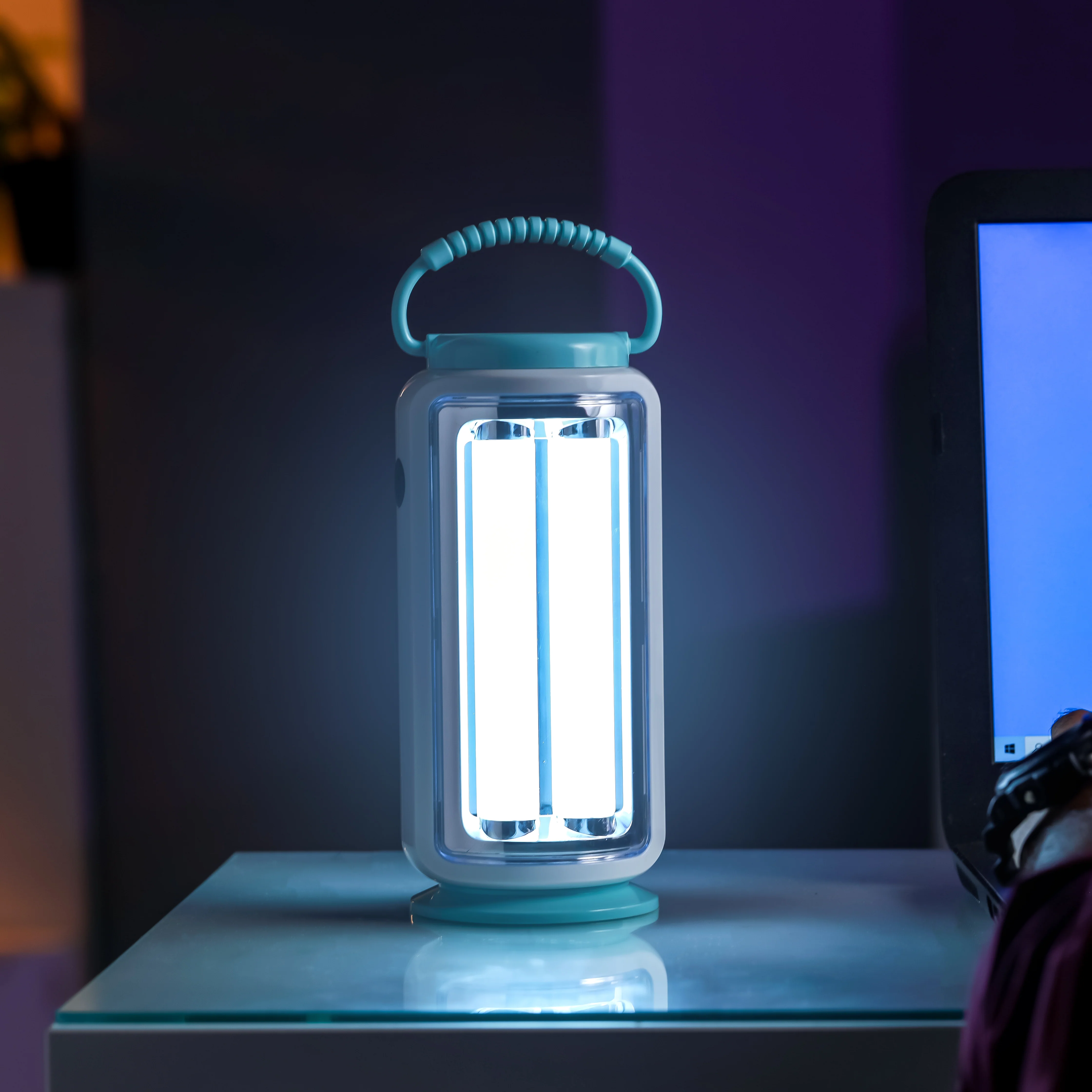 Geepas LED Emergency Lantern with Solar Panel GE53029 |52 LEDs, 360° Light, 5Hours Backup |Energy Efficient, Portable, Lightweight Design | Blue & White, 2 Years Warranty - Image 3