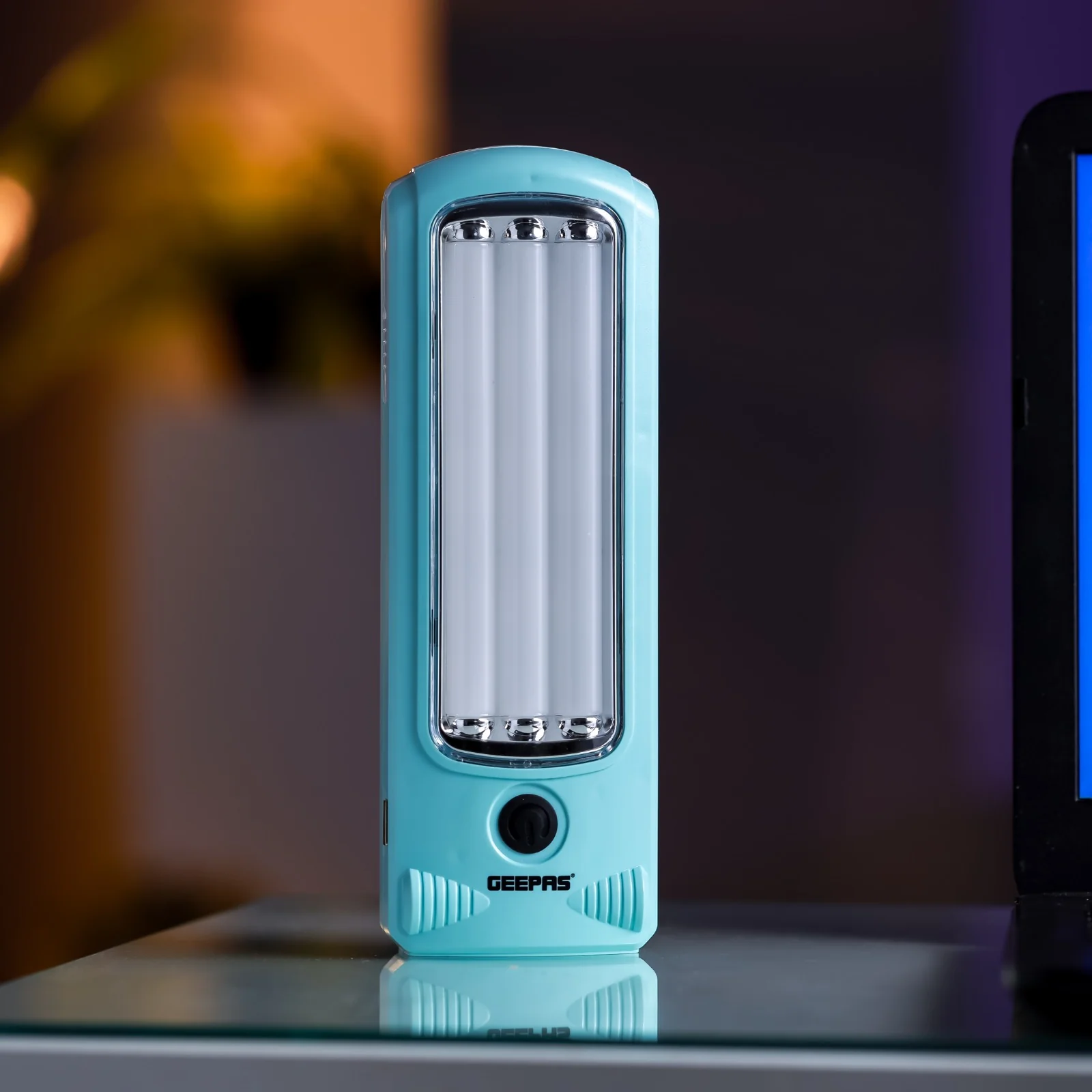 Geepas Rechargeable LED Lantern with Solar Panel GE53030 | 52 Hi-Power LEDs, 5H Backup | Energy Efficient, Portable, Lightweight Design | Blue, 2 Years Warranty - Image 2