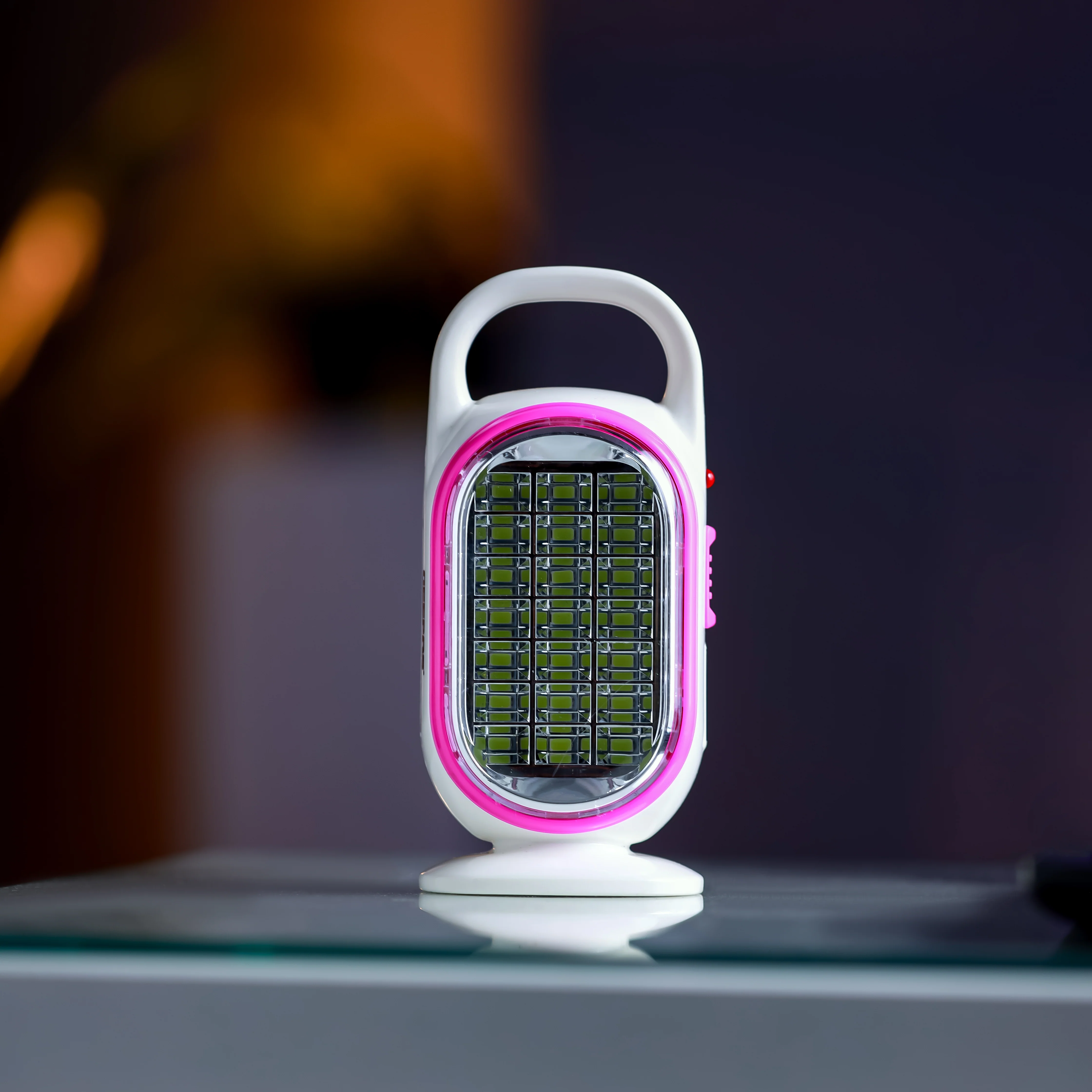 Geepas LED Emergency Lantern with Solar Panel- GE53033| Energy Efficient Design, 21 Pieces Hi-Power LEDs,5 Hours Working| Light-Weight| Pink and White, 2 Years Warranty - Image 2