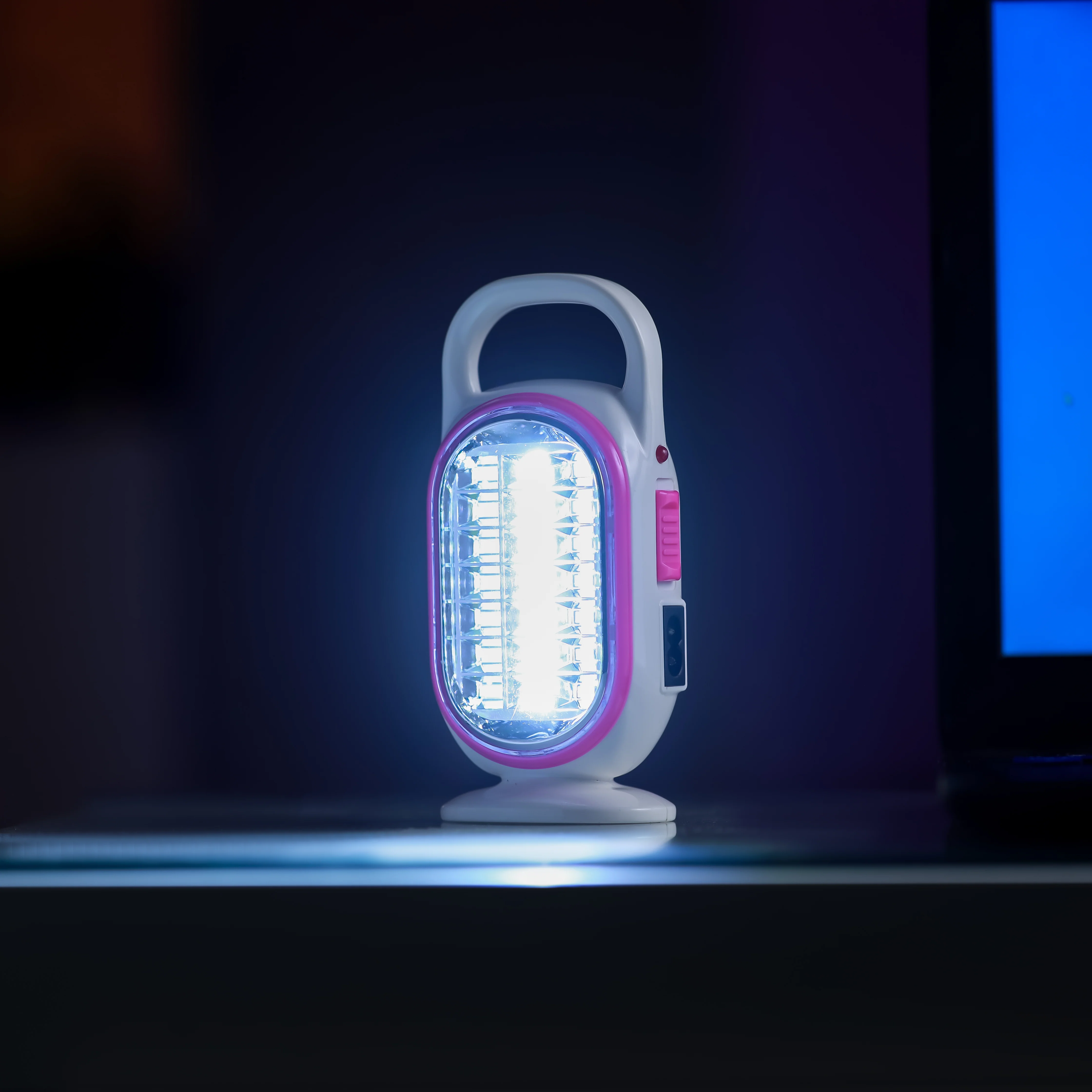 Geepas LED Emergency Lantern with Solar Panel- GE53033| Energy Efficient Design, 21 Pieces Hi-Power LEDs,5 Hours Working| Light-Weight| Pink and White, 2 Years Warranty - Image 3