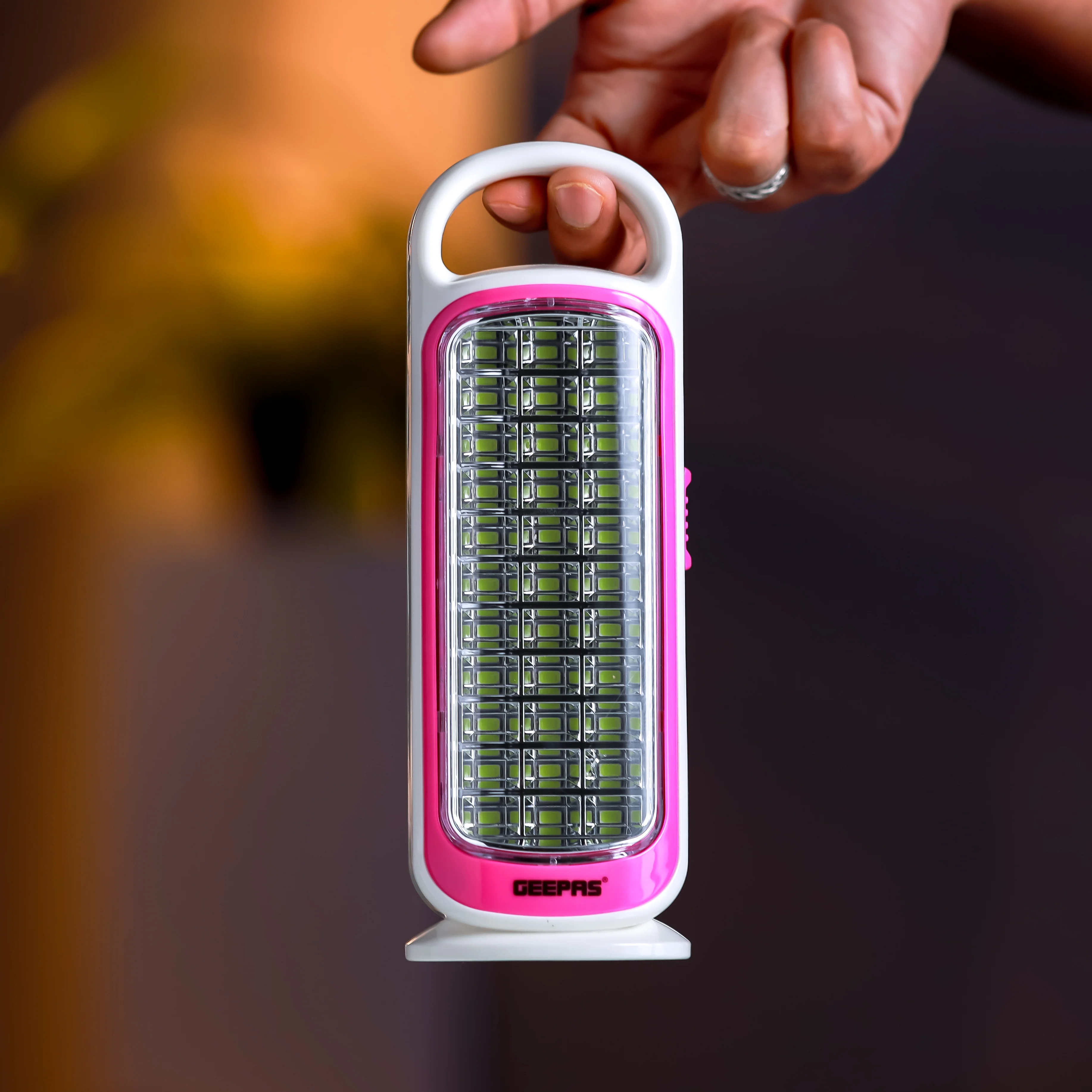 Geepas LED Emergency Lantern with Solar Panel- GE53034| Energy Efficient Design, 33 Pieces Hi-Power LEDs,5 Hours Working| Light-Weight |  Pink and White, 2 Years Warranty - Image 4