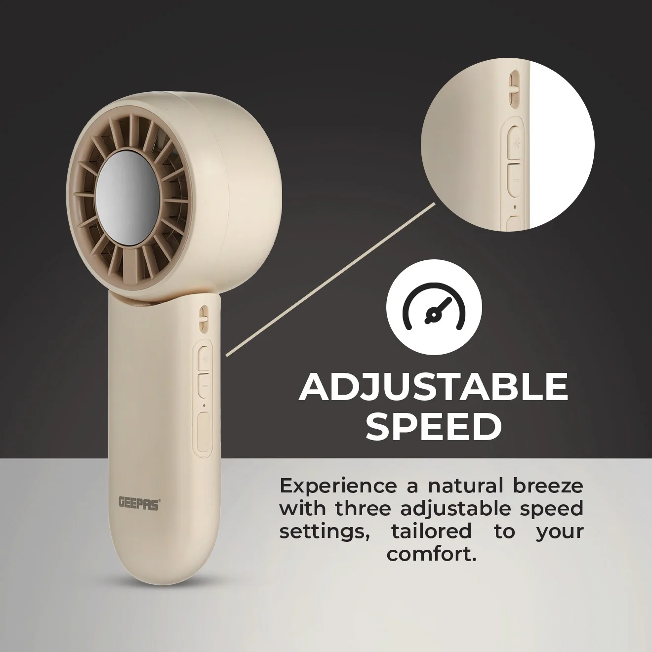 Geepas Mini Foldable Cooling Fan- GF21225/ 3 Speed Control, Cooling Function, 8 Hours Long Working Time/Small, Portable Design  for Women and Men/ Pink, 2 Years Warranty - Image 3