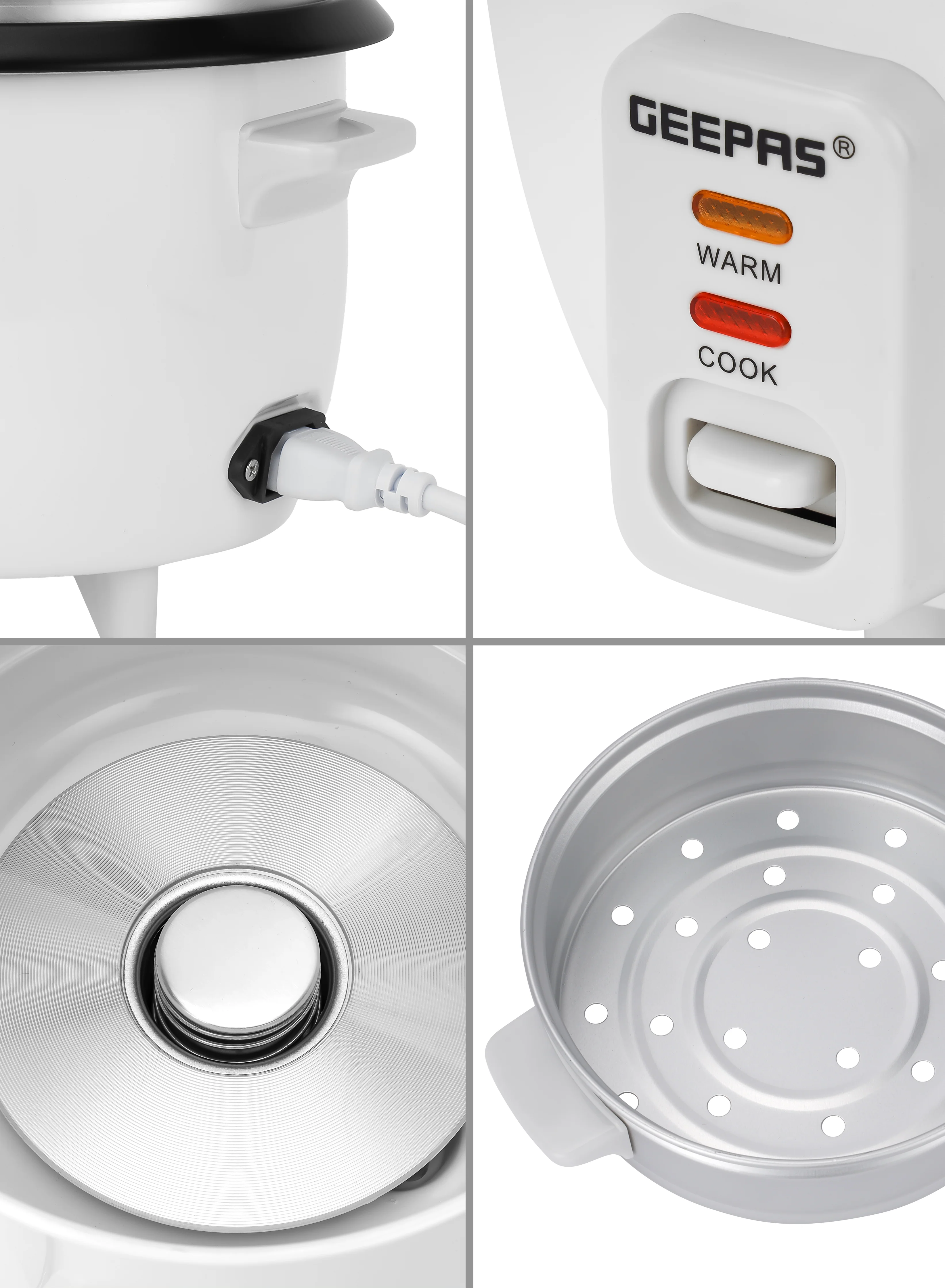 Geepas Multifunction Rice Cooker GRC4324 | 0.6L Compact Capacity | Ideal for Cooking, Steaming & Keeping Food Warm | Efficient, Durable & Easy to Use | 2 Years Warranty - Image 7