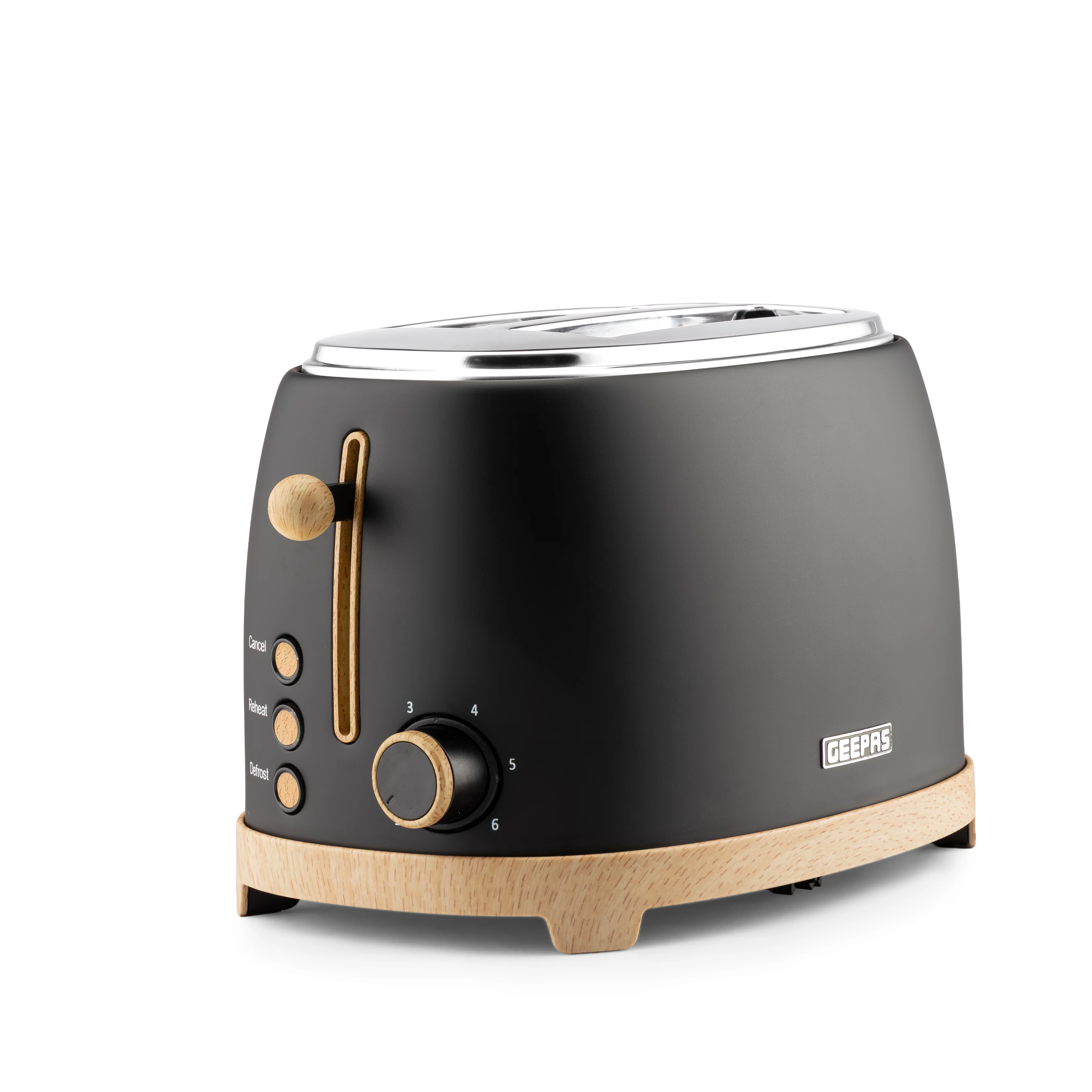 Geepas GBT36560UK-BK 2 Slice Toaster 850W | Wood Effect Design | 6 Browning Levels | Defrost | Reheat | Cancel Function & High Lift Lever |Stylish NordiQ Collection - Image 2