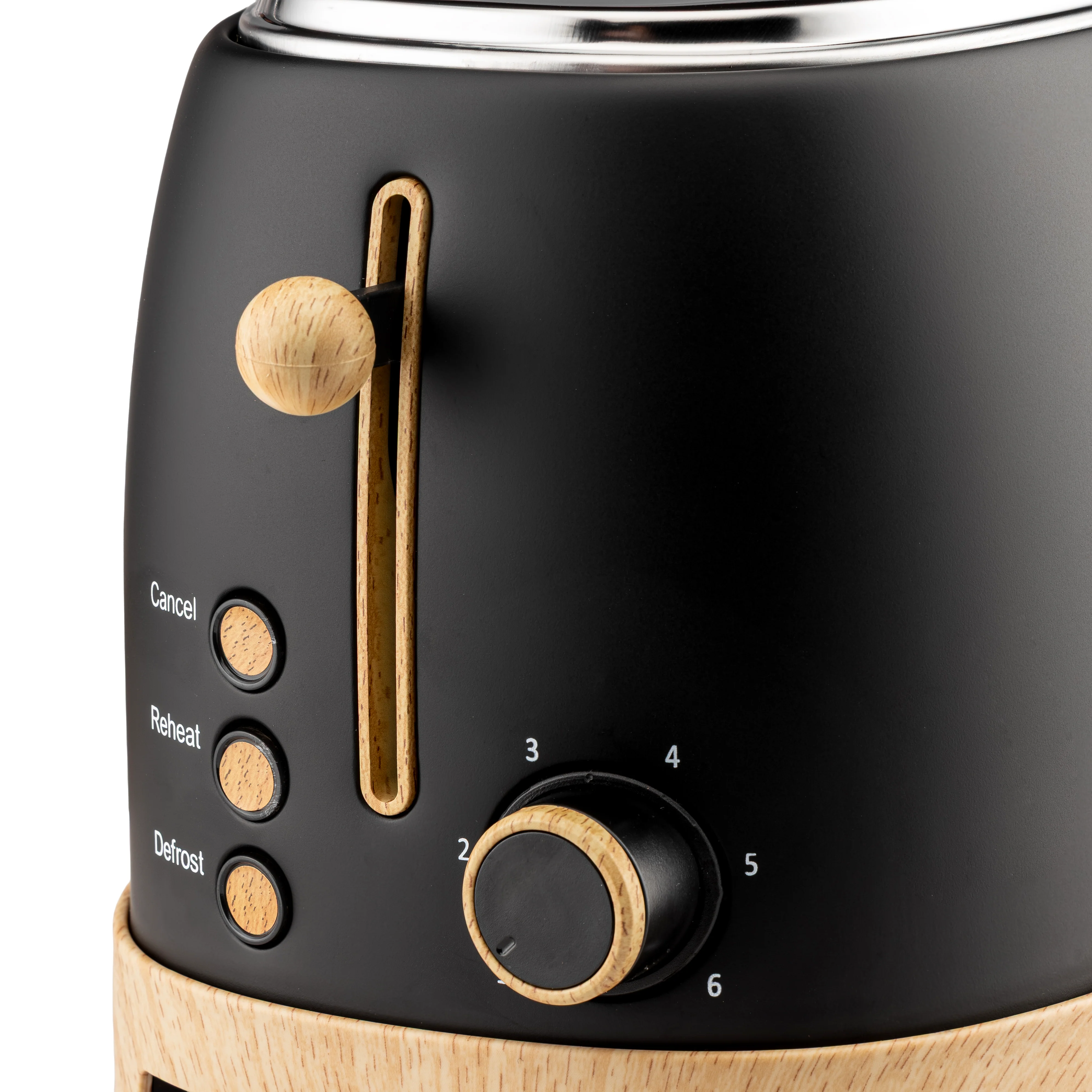 Geepas GBT36560UK-BK 2 Slice Toaster 850W | Wood Effect Design | 6 Browning Levels | Defrost | Reheat | Cancel Function & High Lift Lever |Stylish NordiQ Collection - Image 4