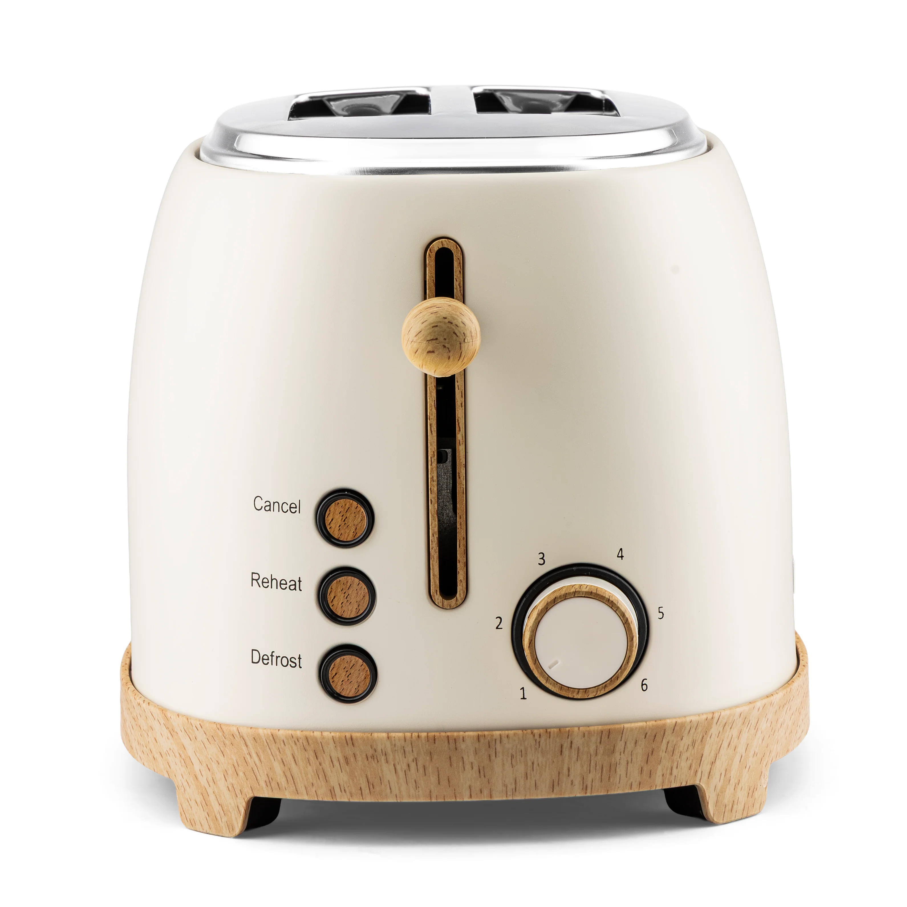 Geepas GBT36560UK-CR 2 Slice Toaster 850W  | Wood Effect Design | 6 Browning Levels | Defrost | Reheat | Cancel Function & High Lift Lever | Stylish NordiQ Design - Image 2