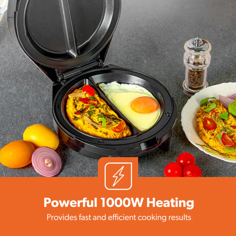 Geepas Omelette Maker GOM36535UK | Non-Stick 185mm Plate| 1000W Power | Green & Red Indicator Lights| Automatic Temperature Control| Anti-Slip Feet | 2 Years Warranty - Image 3