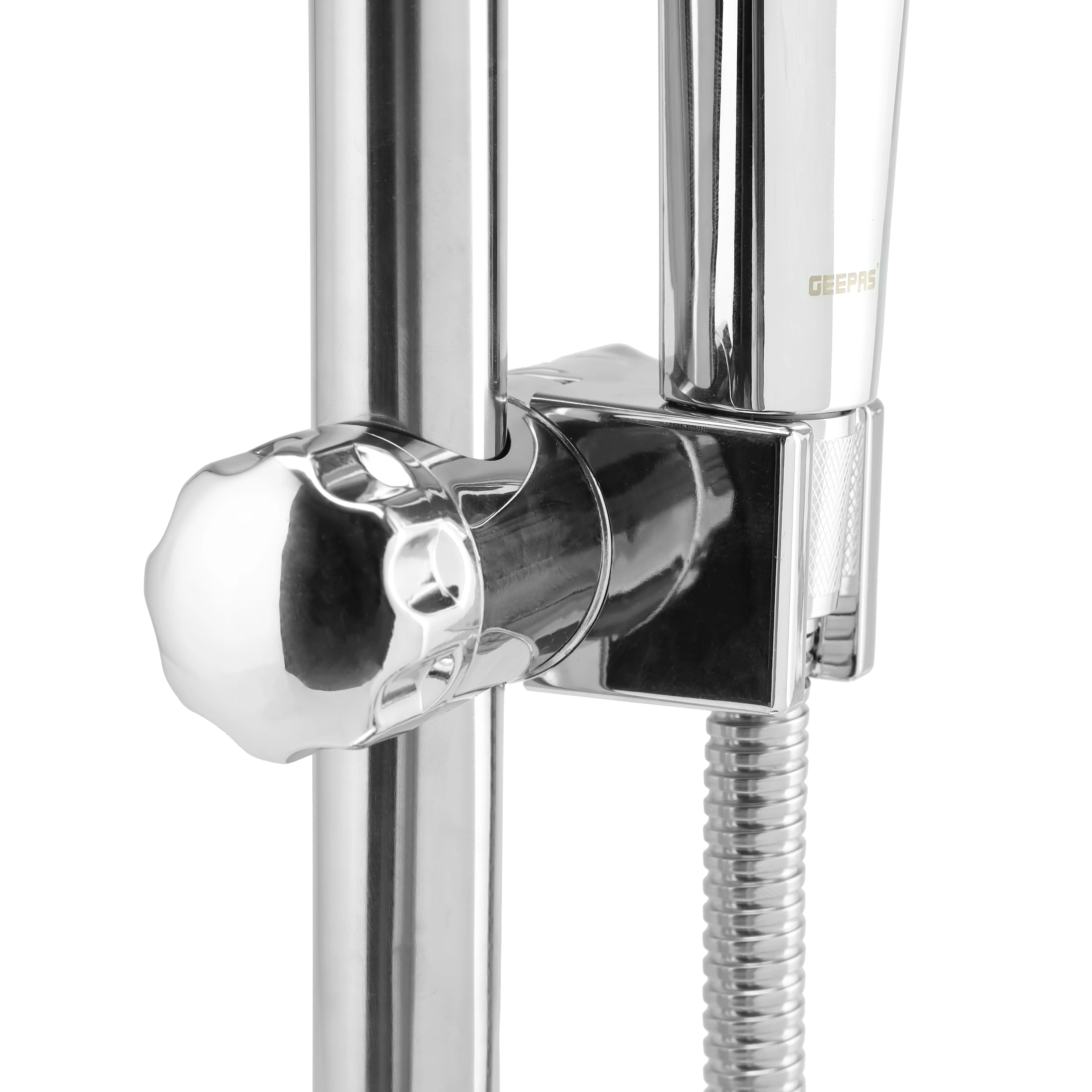 Geepas Orca Shower Set GSW61122 | Chrome Plated, High-Quality Material | Includes Sliding Bar with Holder, Soap Dish, Hand Shower, Hose & Plug | 3-Year Warranty - Image 5