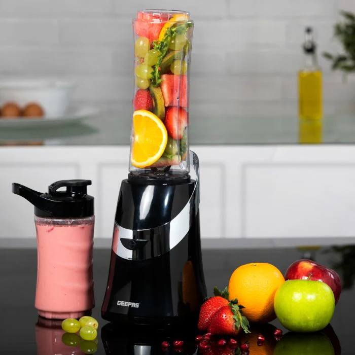 Geepas Personal Blender & Smoothie Maker - Mini Electric Juicer, Milkshake Maker with 2 Portable Blending Bottles - BPA Free Tritan Sports Bottles with Leak-Proof Lids - 350W - 2 Years Warranty - Image 4