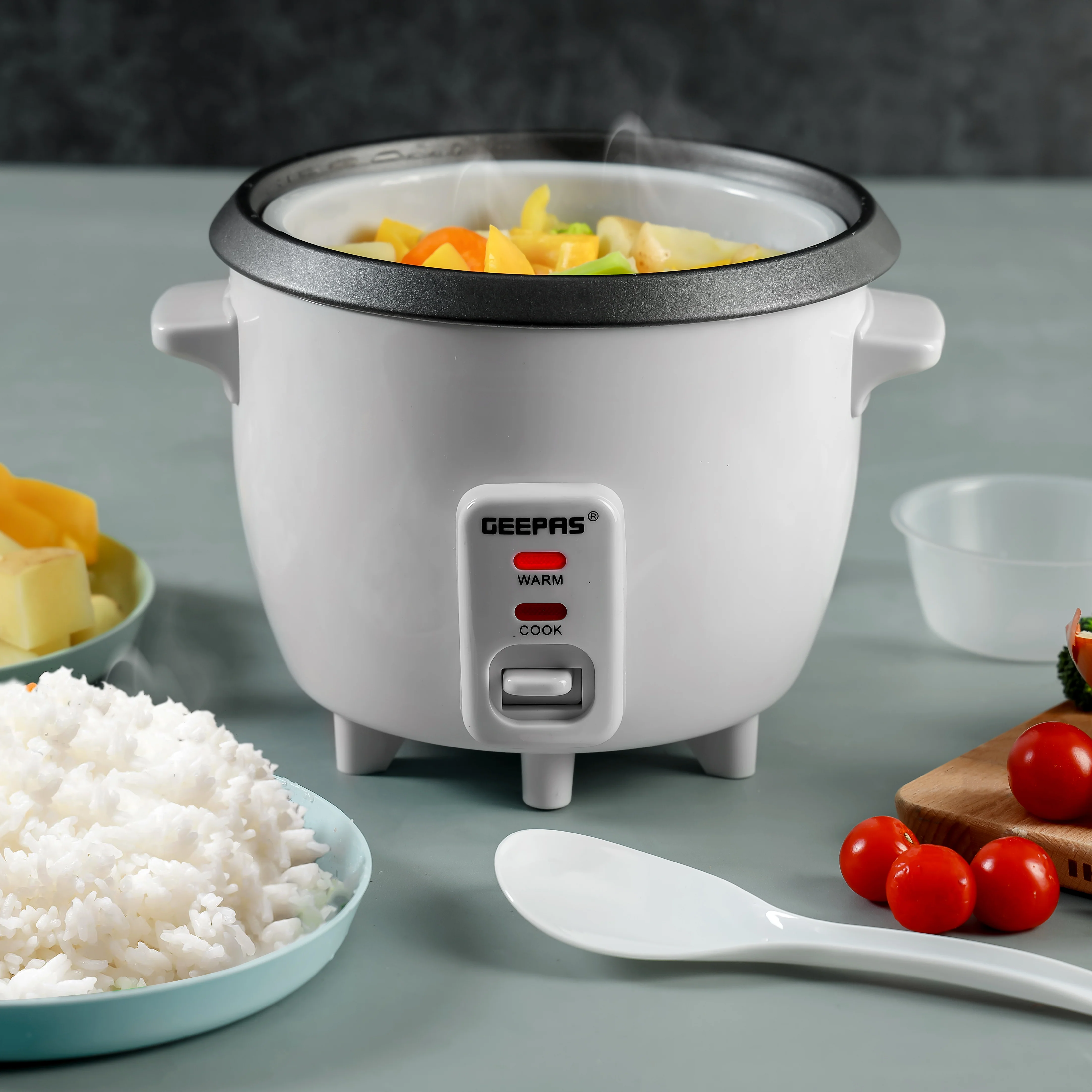 Geepas Personal Rice Cooker GRC1828 | 0.6L Compact Capacity | Ideal for Cooking & Keeping Food Warm |  Energy Efficient, Easy to Clean & Durable Design | 2 Years Warranty - Image 4