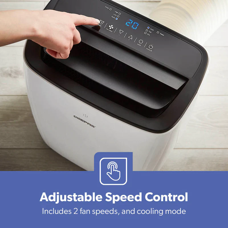 Geepas Portable Air Conditioner GACP9023CU| 9000 BTU| 3 Modes| 2 Speeds| Dehumidifier| Self-Evaporation| Digital Display| Remote Control, 24H Timer| Easy Move Wheels - Image 7