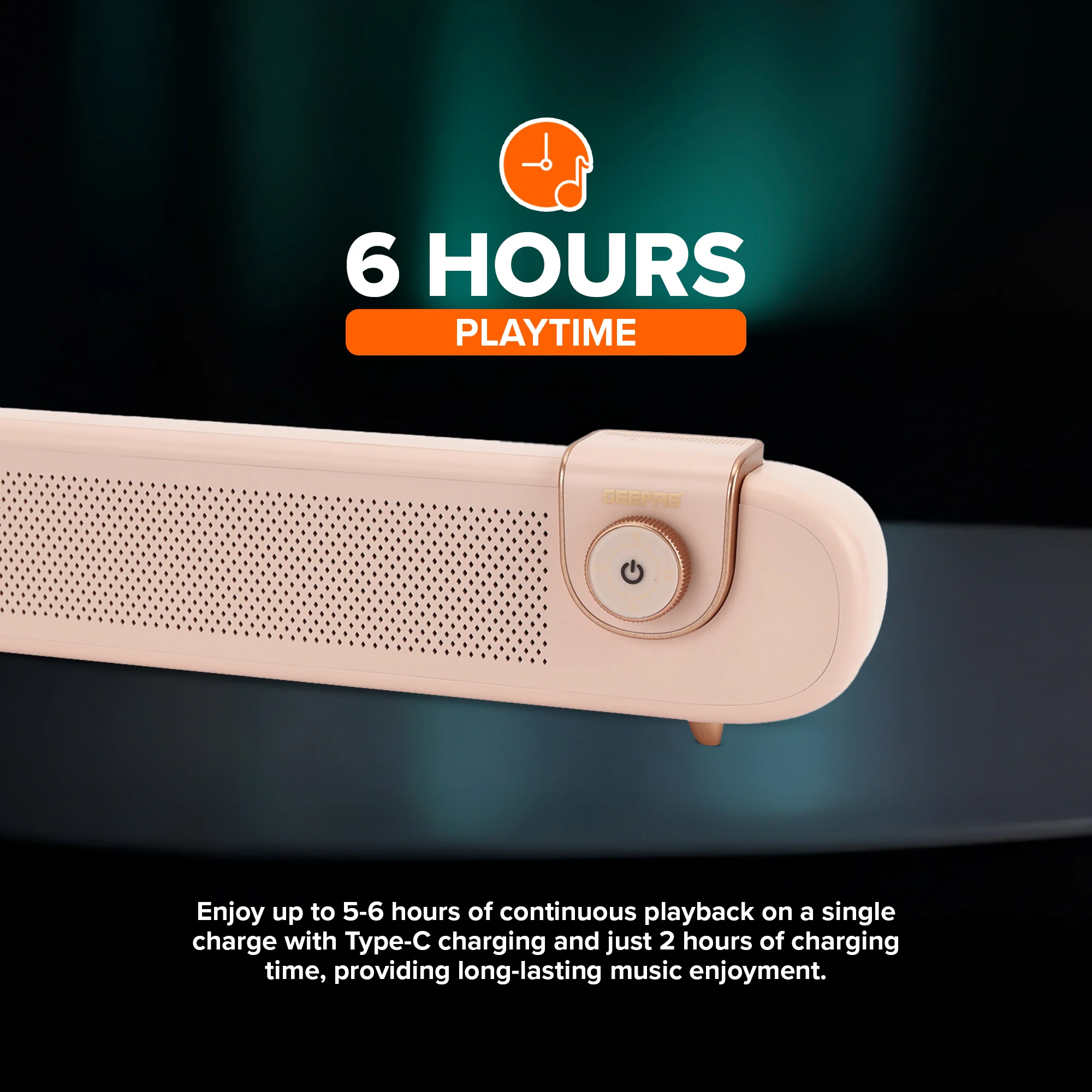 Geepas Bluetooth Speaker- GMS11198/ 6 Hours Playtime, TF, USB, AUX/ Rechargeable Battery, Enhanced Quality, Stereo Surround Sound/ Perfect for Parties/ 2 Years Warranty - Image 4