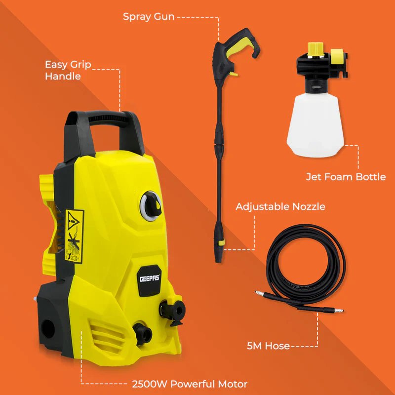 Geepas GCW19029 High Pressure Washer | 105BAR Power Washer with 2500W Motor | Ideal for Car, Bike, Patio & Home Cleaning | Compact Design | High Efficiency Performance - Image 4