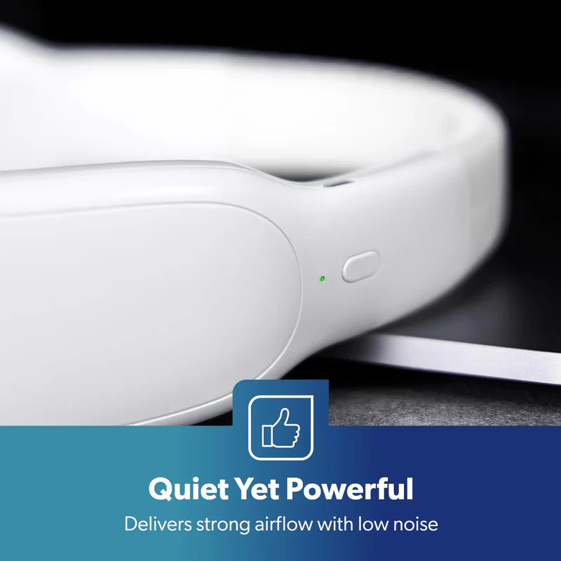Geepas Portable Neck Fan- GF21228/ 6 Hours Long Working Time, 3 Speed Levels/ Lightweight, for Indoor and Outdoor Use/ Silent, Safe and Secure/ White, 2 Years Warranty - Image 5