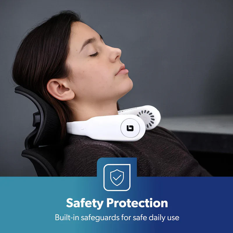 Geepas Portable Neck Fan- GF21228/ 6 Hours Long Working Time, 3 Speed Levels/ Lightweight, for Indoor and Outdoor Use/ Silent, Safe and Secure/ White, 2 Years Warranty - Image 7