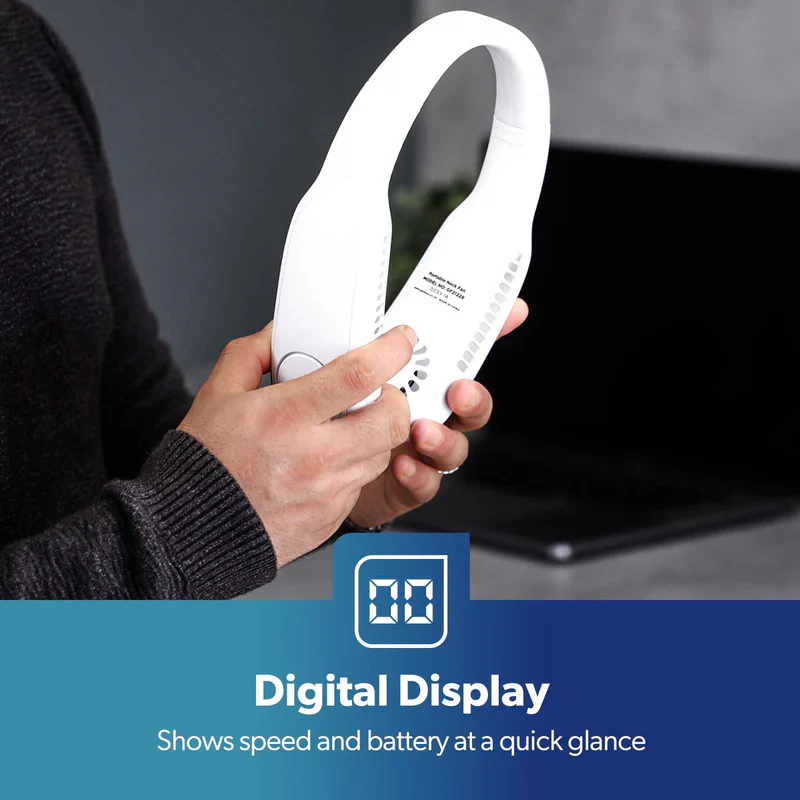 Geepas Portable Neck Fan- GF21228/ 6 Hours Long Working Time, 3 Speed Levels/ Lightweight, for Indoor and Outdoor Use/ Silent, Safe and Secure/ White, 2 Years Warranty - Image 9