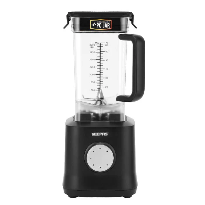 Geepas 2-liter Professional Blender- GSB44078N/ 2000W/ 5 Speed Setting & Pulse/ Transparent & Unbreakable Jar with Stainless Steel Blade/ 2 Years Warranty, Black