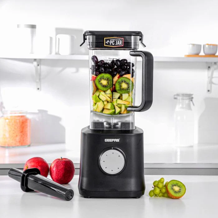 Geepas 2-liter Professional Blender- GSB44078N/ 2000W/ 5 Speed Setting & Pulse/ Transparent & Unbreakable Jar with Stainless Steel Blade/ 2 Years Warranty, Black - Image 2