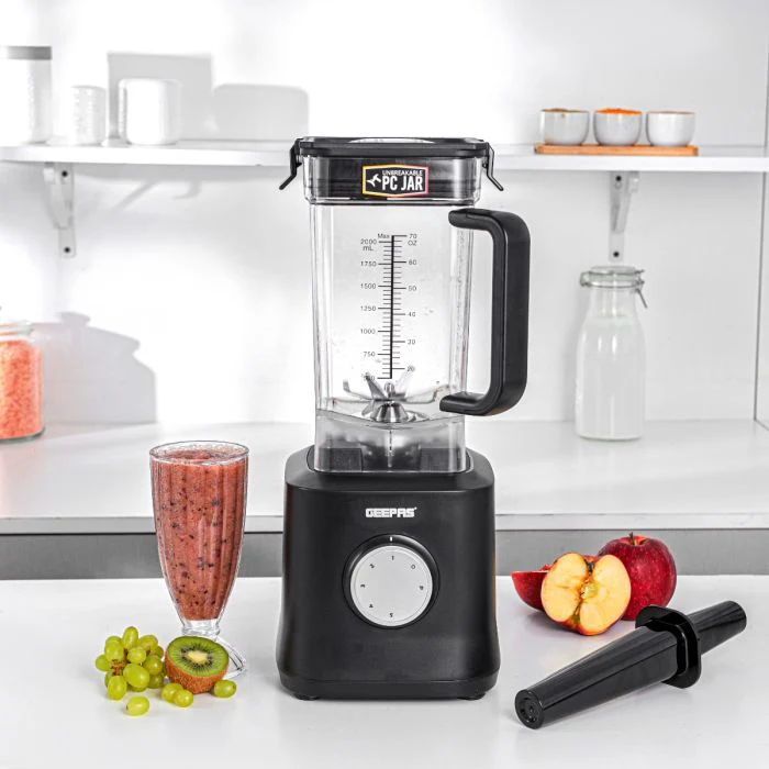 Geepas 2-liter Professional Blender- GSB44078N/ 2000W/ 5 Speed Setting & Pulse/ Transparent & Unbreakable Jar with Stainless Steel Blade/ 2 Years Warranty, Black - Image 4