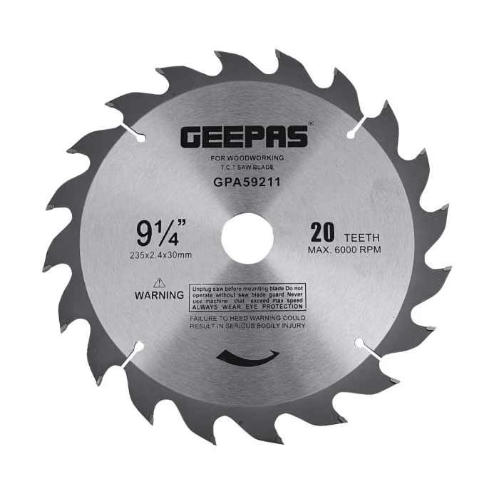 Geepas Professional Circular Saw Blade - 235mm x 30mm Bore,  | 20 ATB Calibered Teeth | Ideal For Carpenter, Professional, Plumber, DIYers & More - Image 3