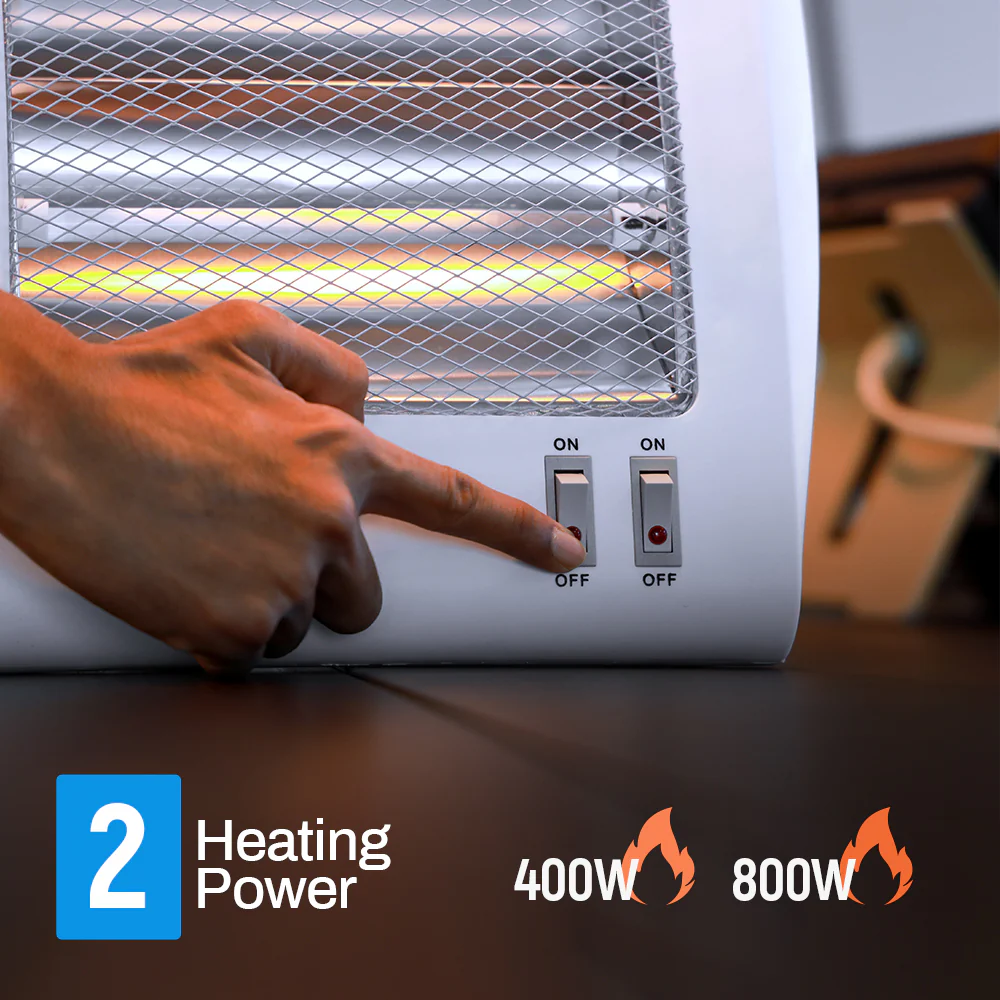 Geepas Quartz Heater GQH28522 | 400W/800W Instant Heating with Quartz Tubes | 2 Heat Settings| Automatic Tip-Over Safety Protection| Energy Efficient | 2 Years Warranty - Image 5