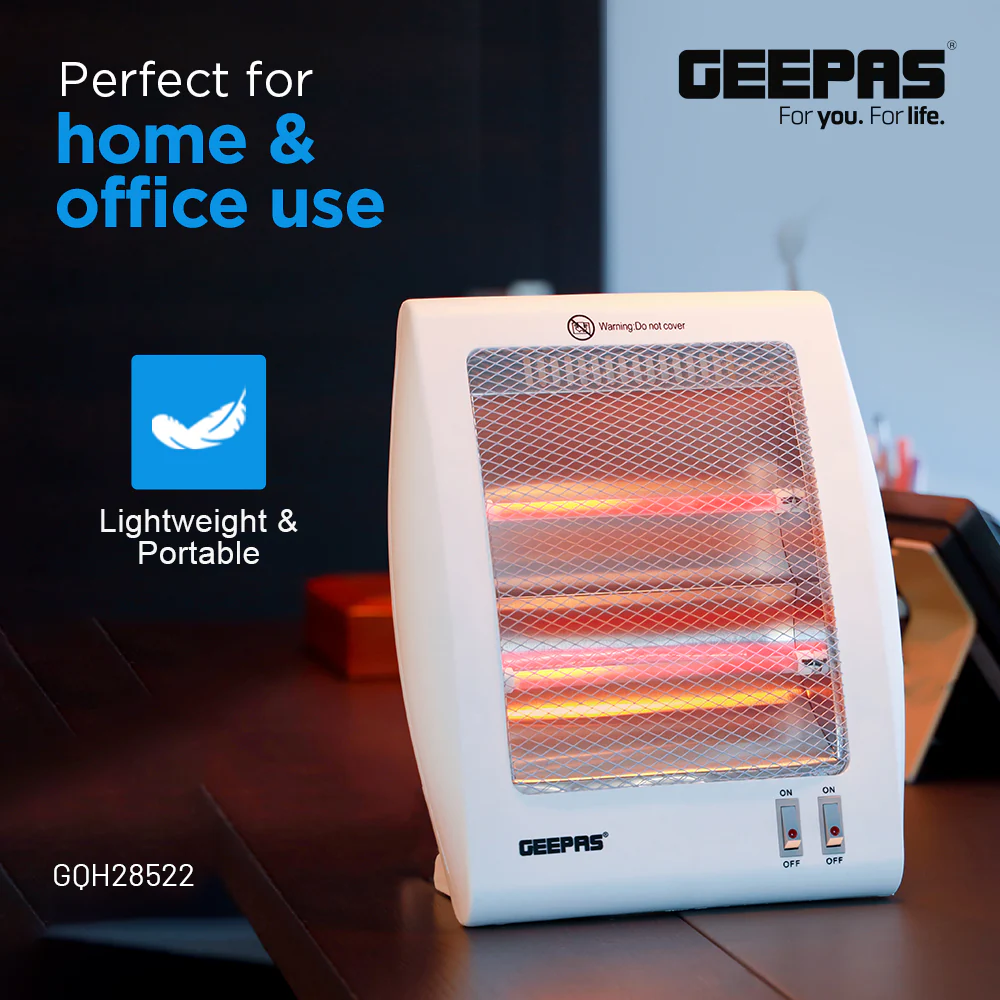 Geepas Quartz Heater GQH28522 | 400W/800W Instant Heating with Quartz Tubes | 2 Heat Settings| Automatic Tip-Over Safety Protection| Energy Efficient | 2 Years Warranty - Image 6
