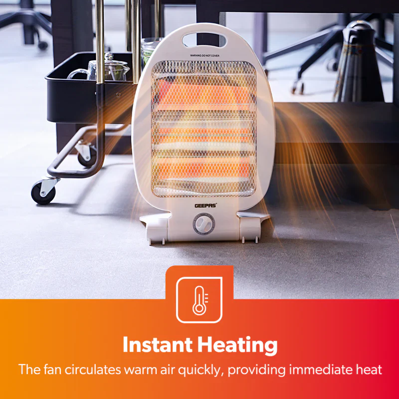 Geepas Quartz Heater GQH9105 | 300W/600W Instant Heating| Safety Tip-Over Switch| Wide-Angle Heat Reflector & Carry Handle |  Energy Efficient Design| 2 Years Warranty - Image 3