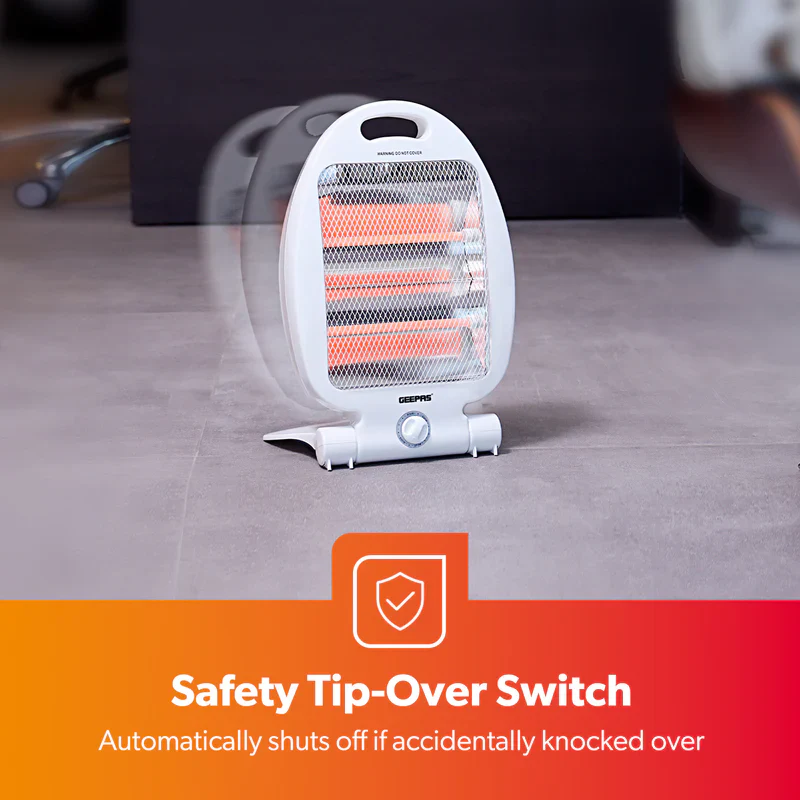 Geepas Quartz Heater GQH9105 | 300W/600W Instant Heating| Safety Tip-Over Switch| Wide-Angle Heat Reflector & Carry Handle |  Energy Efficient Design| 2 Years Warranty - Image 5